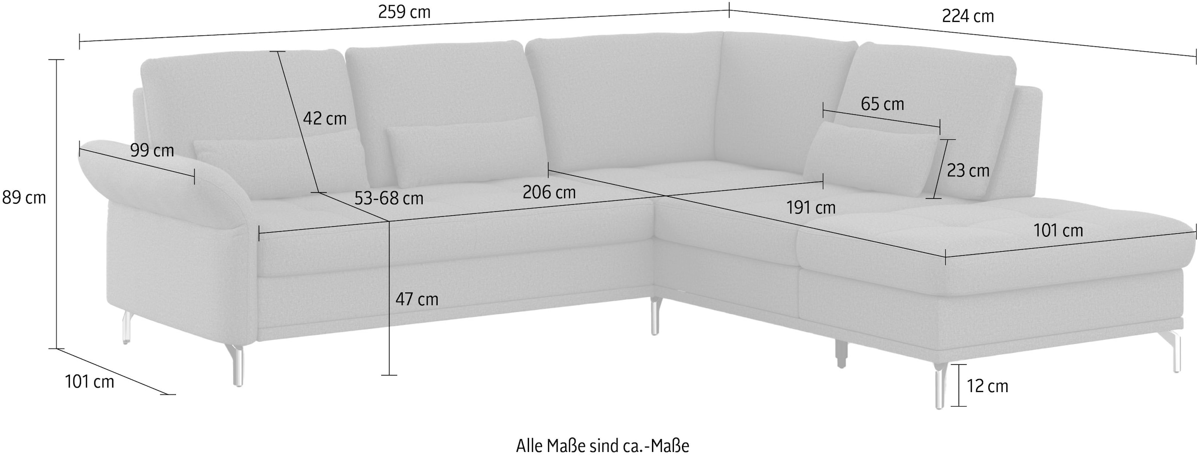 INOSIGN Ecksofa »Palm Beach L-Form«, Federkern, mit Sitztiefenverstellung, wahlweise mit Bettfunktion