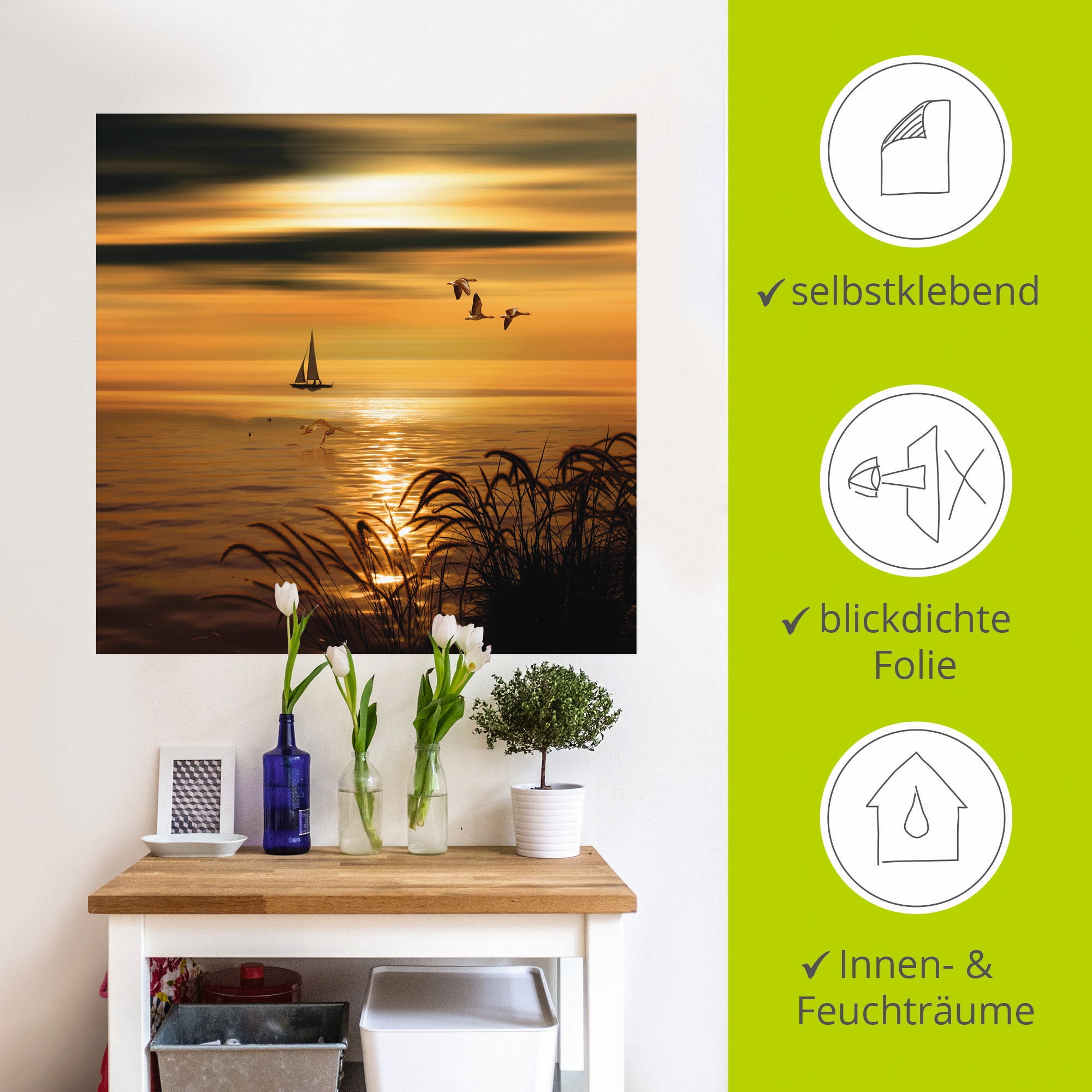 Artland Wandbild »Goldene See Impressionen«, Gewässer, (1 St.), als Leinwandbild, Wandaufkleber in verschied. Größen
