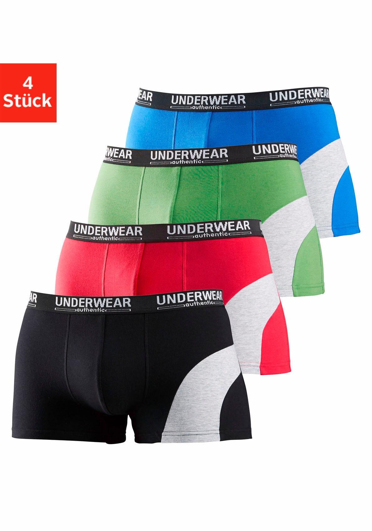 AUTHENTIC UNDERWEAR Boxer, (Packung, 4 St.), mit kontrastfarbenen Einsatz