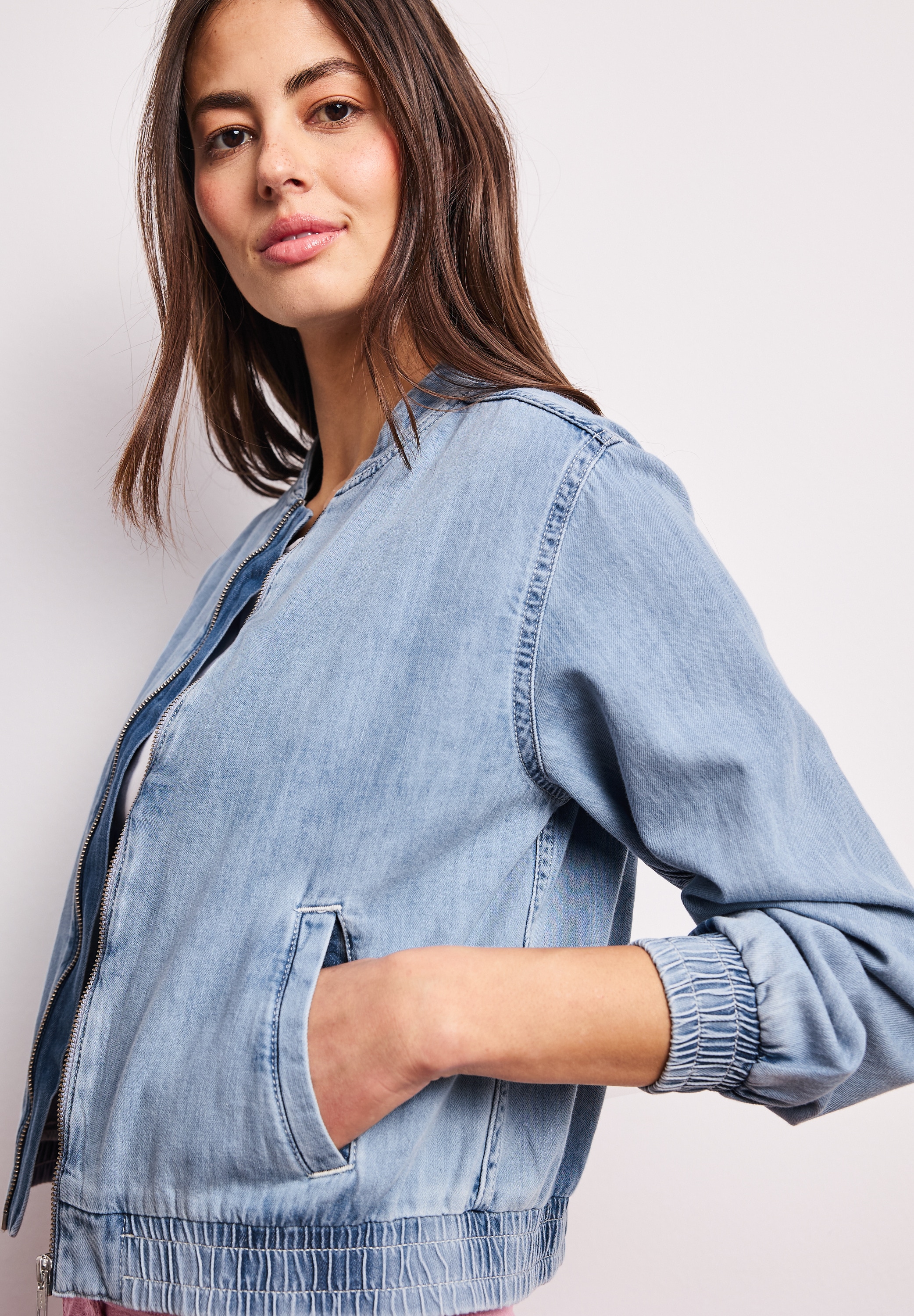 STREET ONE Blouson ohne Kapuze im Denim-Look mit Taschen