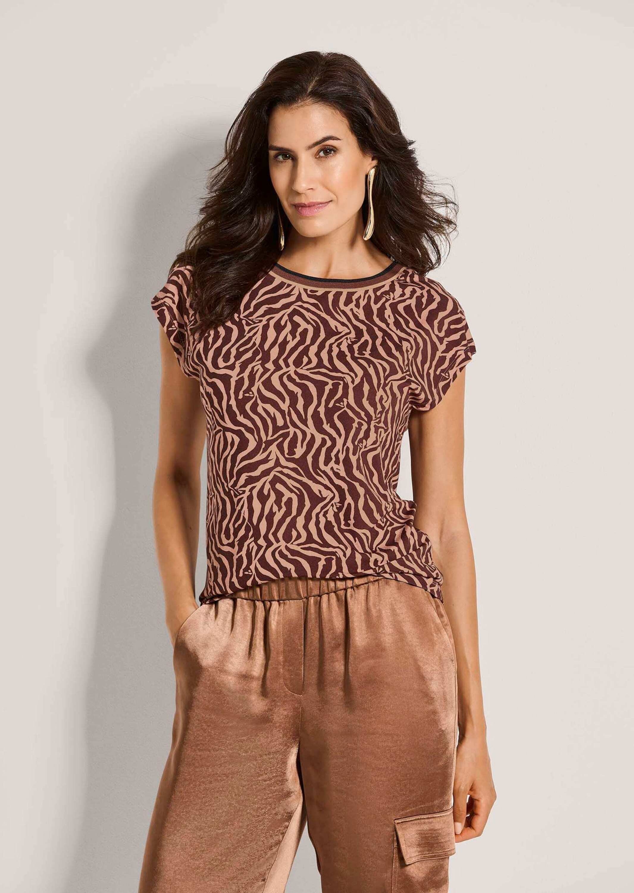 MADELEINE Kurzarmshirt »Shirt Print-Shirt mit kurzem Arm, abstraktes Muster« Ringel-Ausschnitt