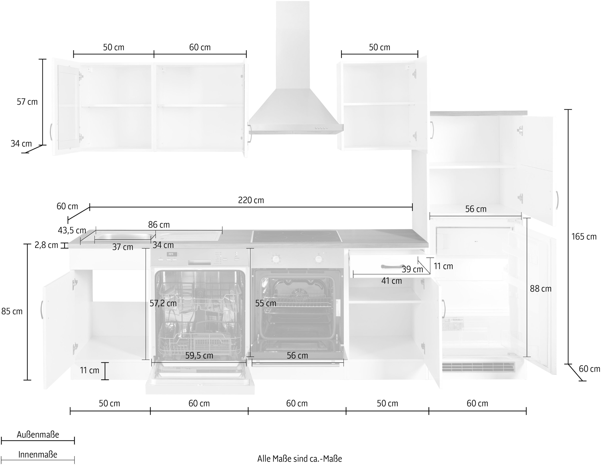 310 Küchenzeile E-Geräte, bei Breite ohne HELD bestellen cm »Athen«, OTTO MÖBEL