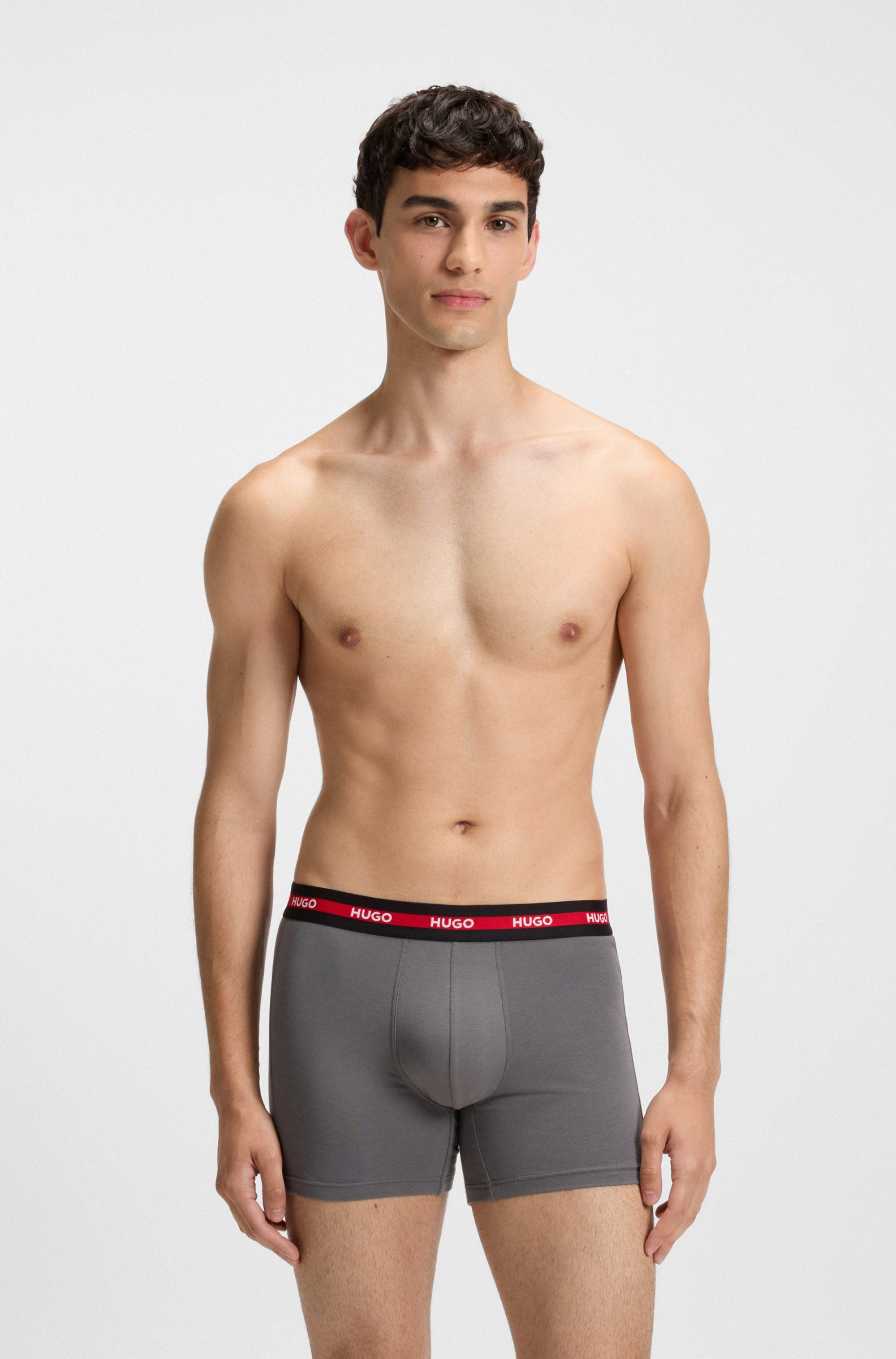 HUGO Underwear Trunk »BOXERBR TRIPL PLANET«, kontrastfarbener Bund mit Logo
