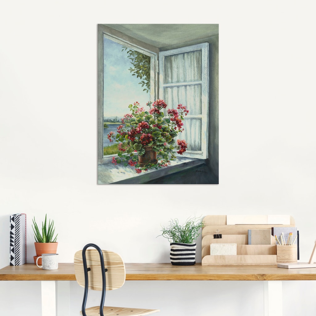 Artland Wandbild »Geranien am Fenster«, Blumen, (1 St.)