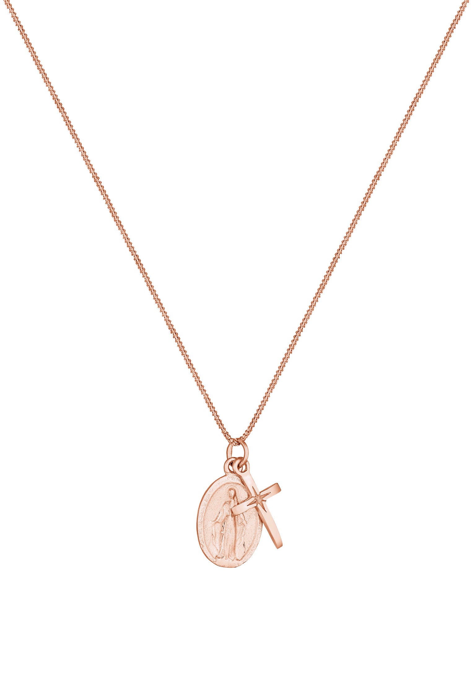 Elli Kette mit Anhänger »Halskette Kreuz Marienbild Glaube Religion 925 Silber«