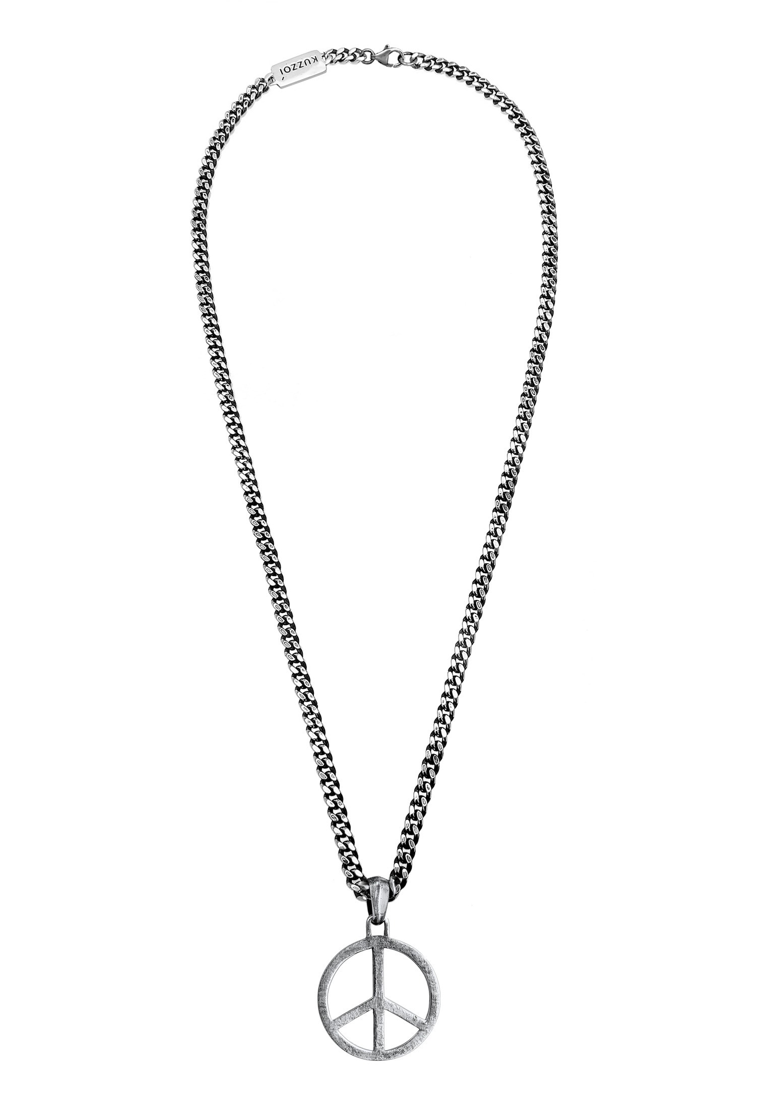 Kuzzoi Kette mit Anhänger »Halskette Herrenkette Peace Oxidiert 925 Silber«