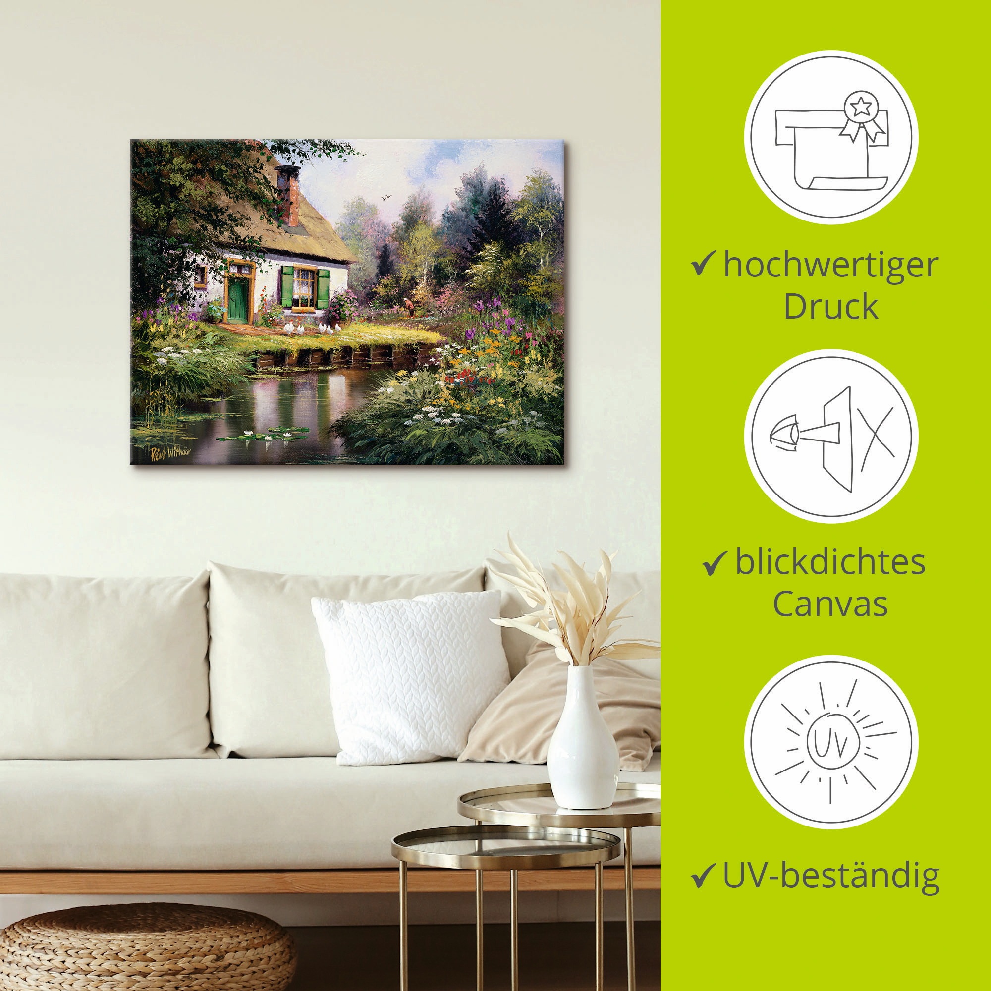 Artland Leinwandbild »Am Bach« Garten 1 Stk. tlg. auf Holzrahmen gespannt