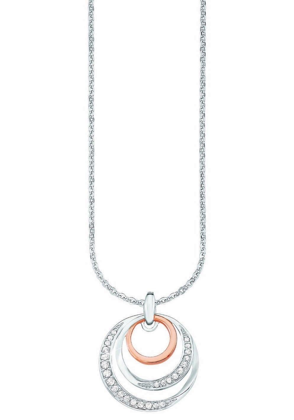 Amor Kette mit Anhänger »Kreis in Kreis, 9596171«, mit Zirkonia (synth.)