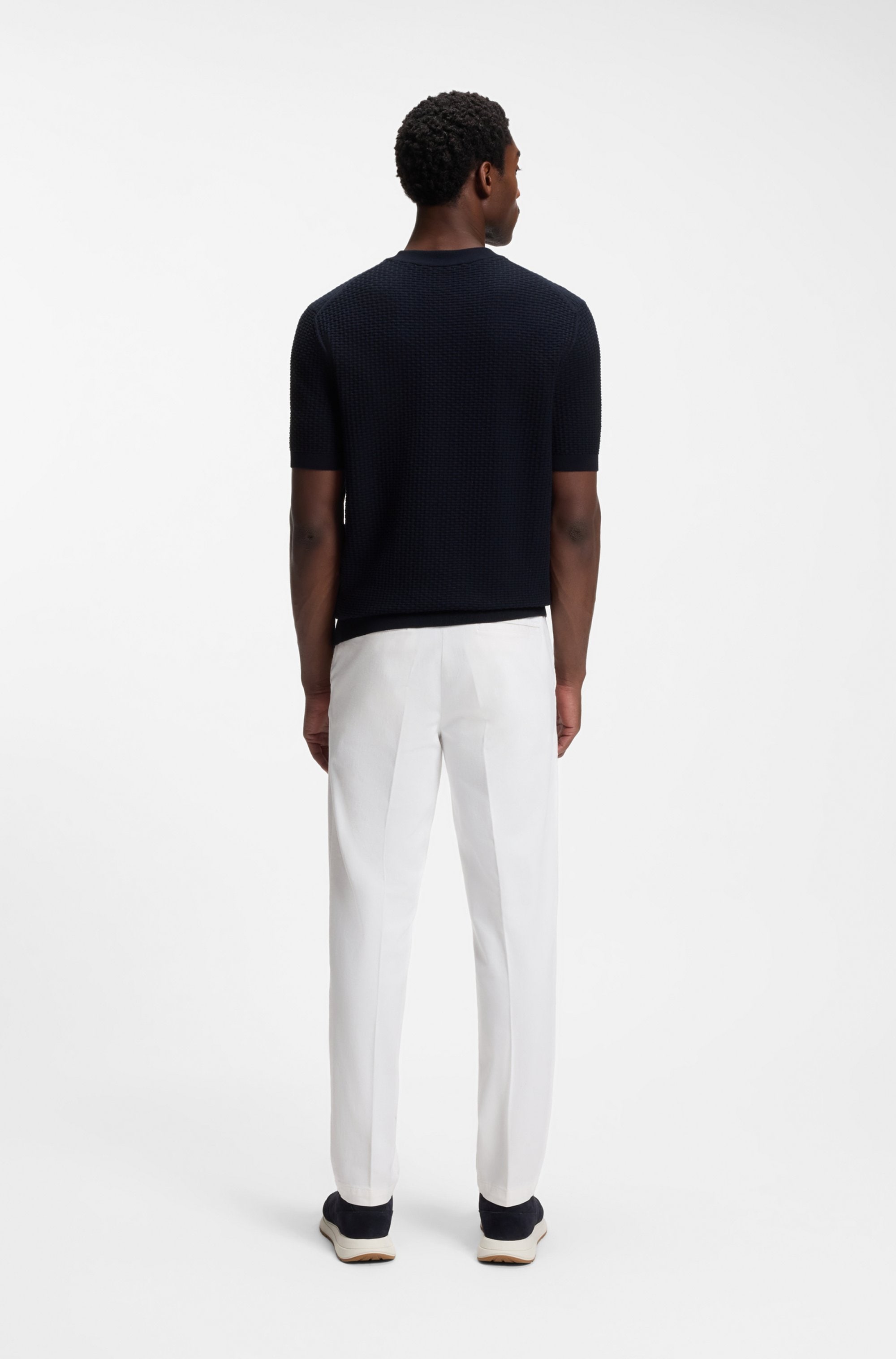 BOSS Kurzarmpullover »Nilton« Premium Menswear Business-Casual-Look, Strukturstrick-Material