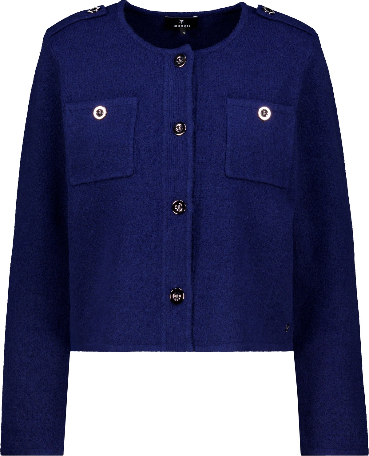 Monari Strickjacke mit Wolle, Schulterklappen, Brusttaschen mit Knöpfen, Regular Fit