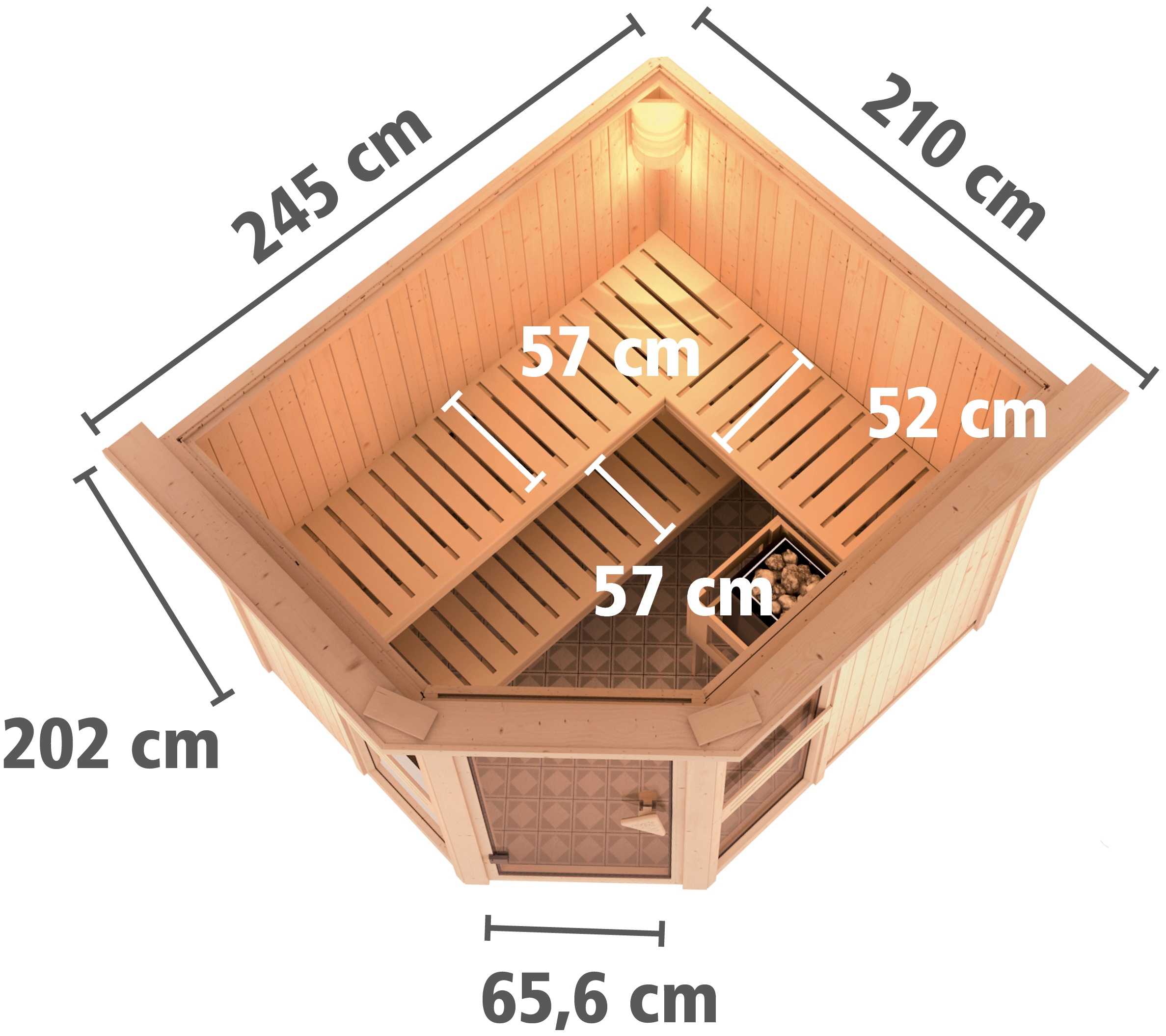 Karibu Sauna »Aline 3« Set,  Ofen 9 kW Bio externe Strg easy