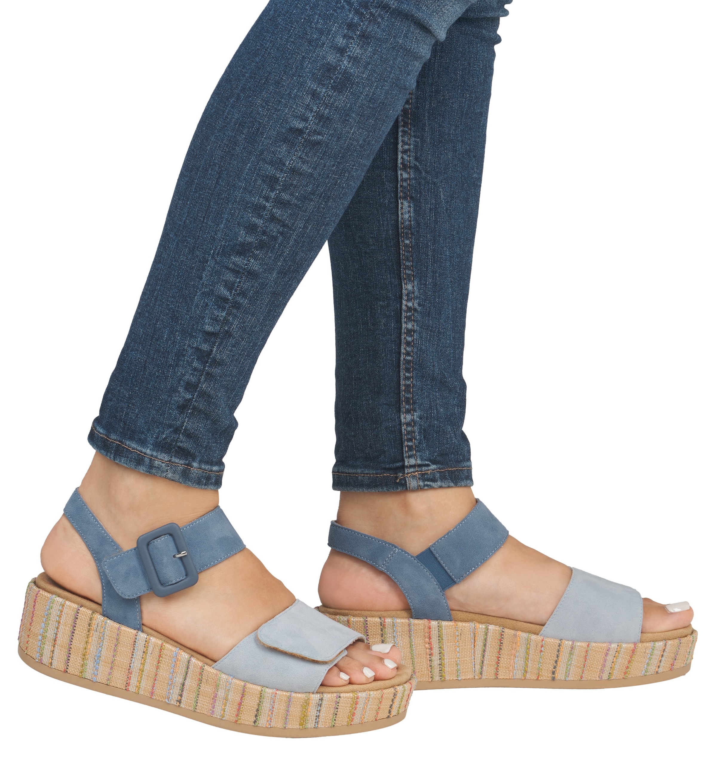 Remonte Sandalette »Elisabeth Hurley-Collection«, Keilabsatz, Sommerschuh, Riemchensandale mit bezogenem Plateau
