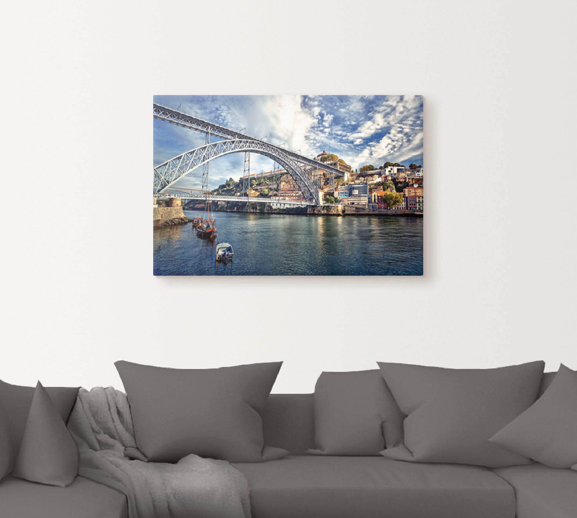 Artland Leinwandbild »Panorama Porto mit Eiffel Brücke«, Brücken, (1 St.), auf Keilrahmen gespannt