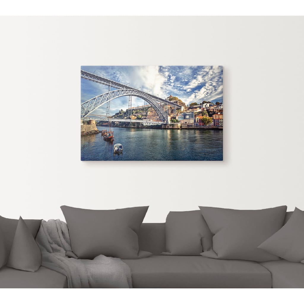 Artland Leinwandbild »Panorama Porto mit Eiffel Brücke«, Brücken, (1 St.)