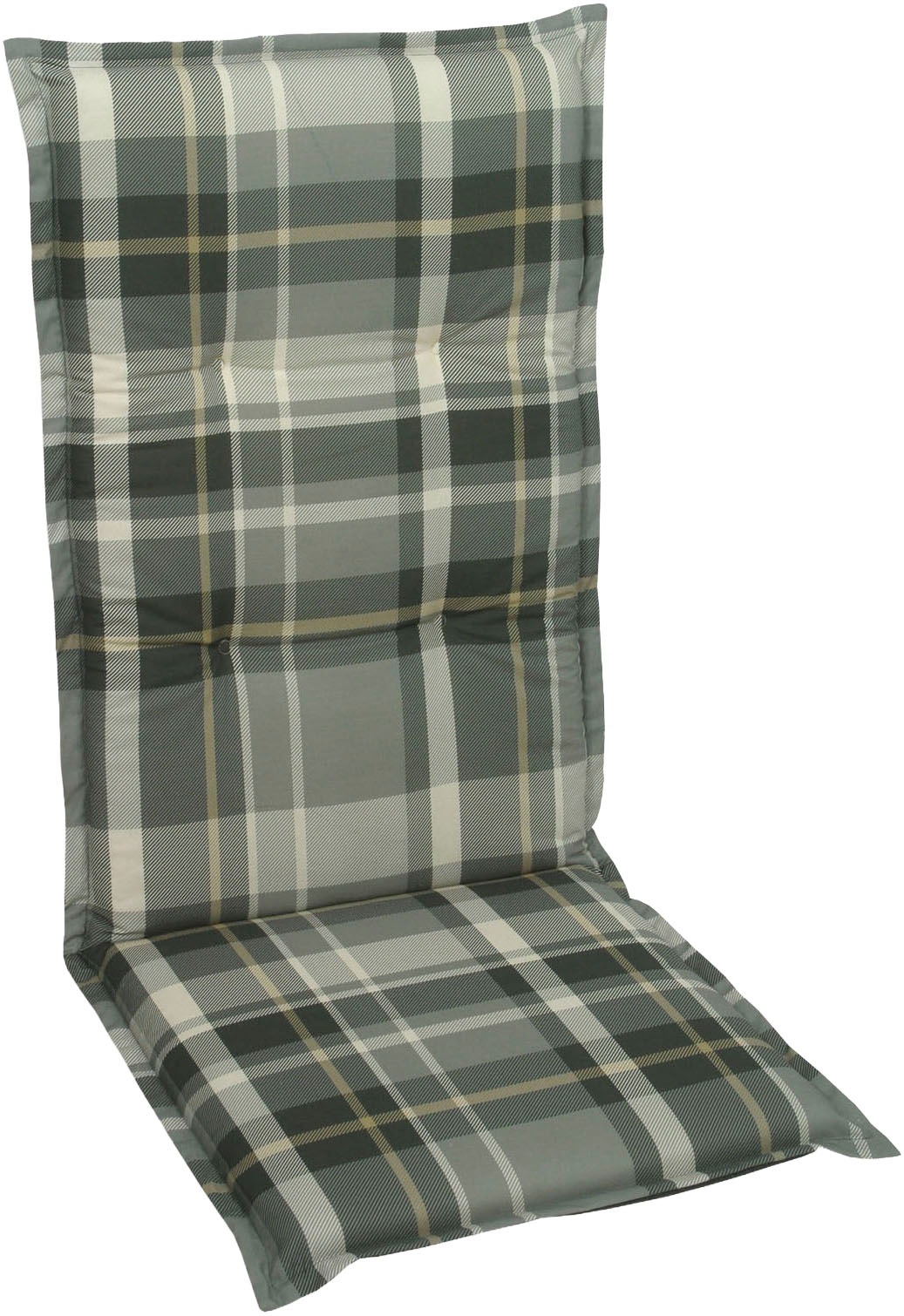 GO-DE Hochlehnerauflage Karo grau - Maße BxLxH ca.: 50 cm x 120 cm x 6 cm
