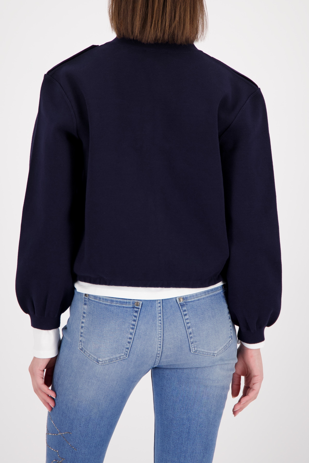 Monari Strickjacke Cargo-Stil, Regular Fit, Stehkragen, 2-Wege-Reißverschluss