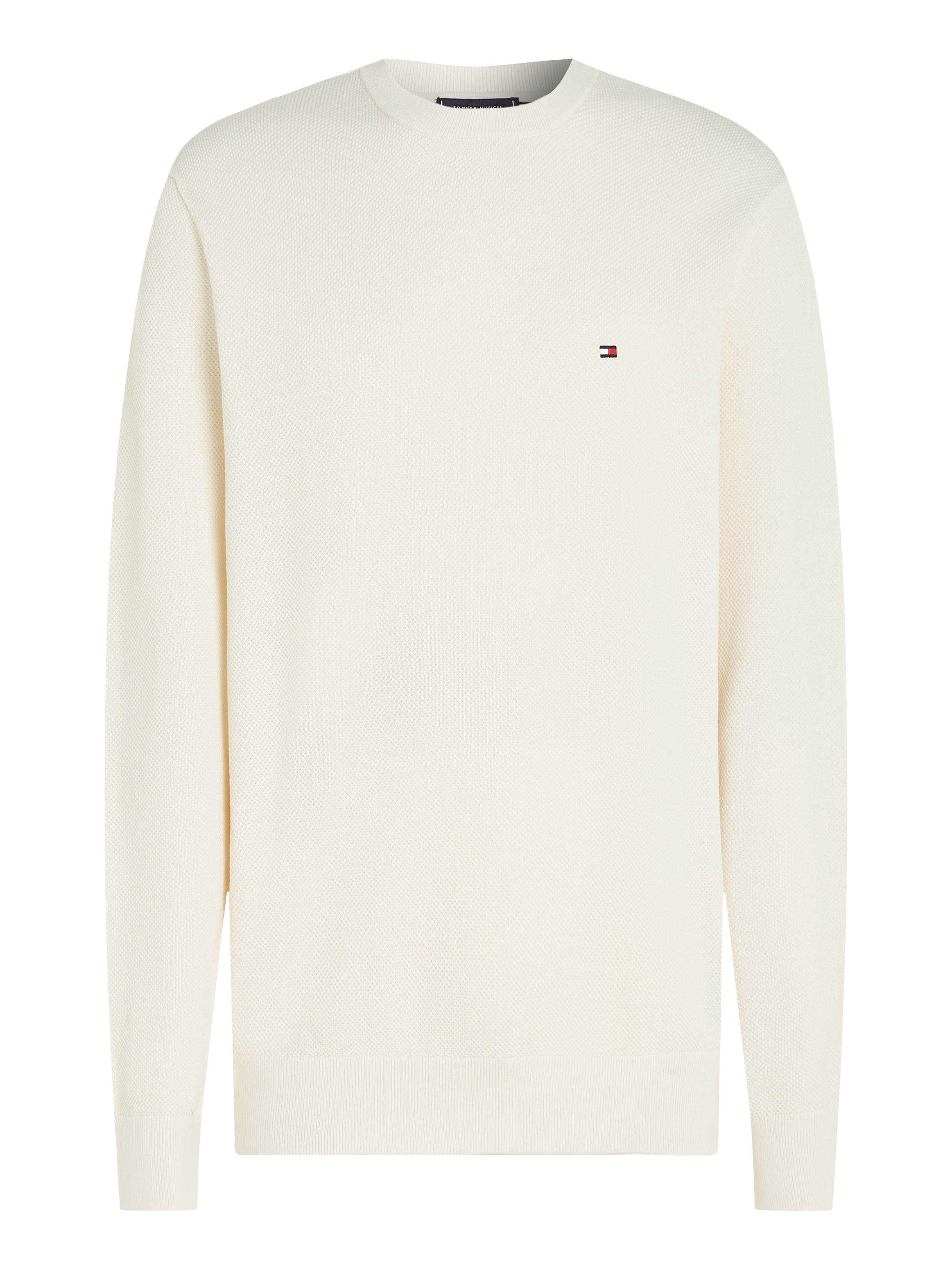 Tommy Hilfiger Rundhalspullover »ESSENTIAL STRUCTURE CREW NECK mit Struktur und Label« unifarben, casual, regular fit, Baumwolle, Rundhals
