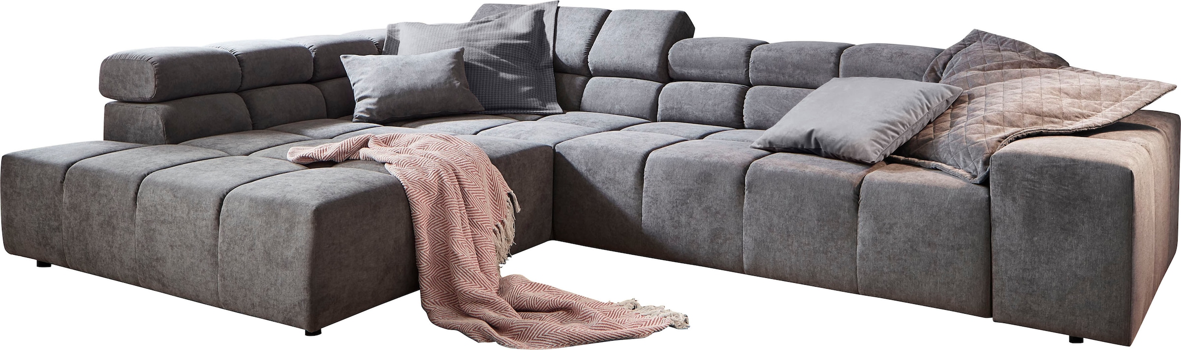 INOSIGN Ecksofa »Ancona incl. Kopfteilverstellung, Breite 319cm, L-Form«, wahlweise motorische Sitztiefenverstellung, auch in Cord + Easy Care