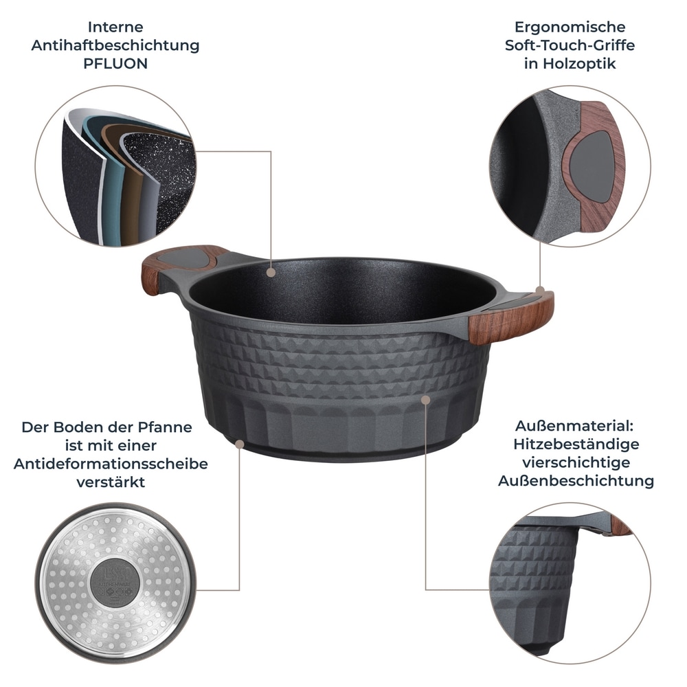 RESTO Kitchenware Kochtopf »Capella, Schmortopf antihaftbeschichtet und spülmaschinenfest« 2 Stk. tlg. Aluminiumguss