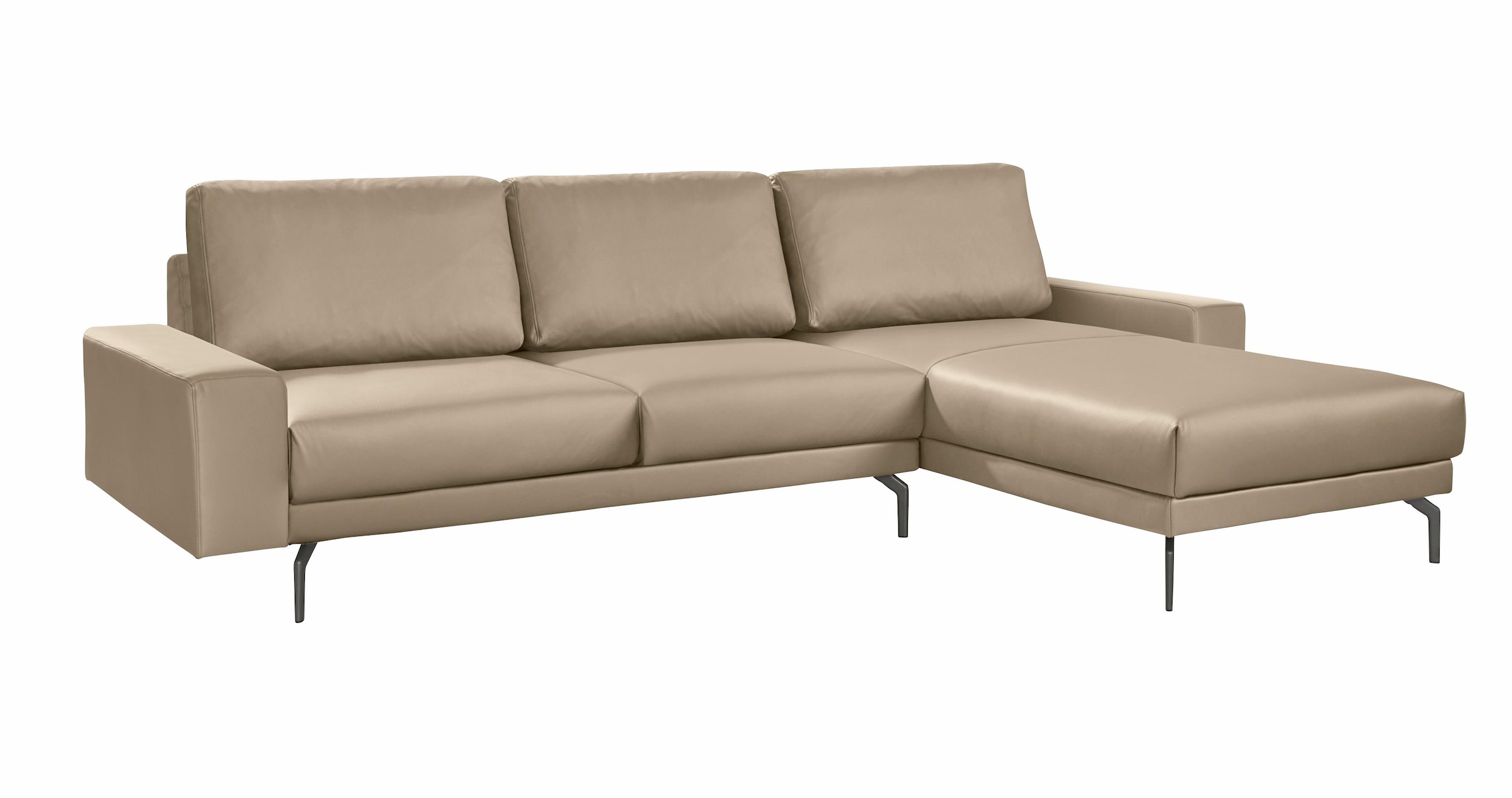 Creation BY ROLF BENZ Ecksofa »CR.450, Designecksofa, L-Form«, Armlehne breit und niedrig, Alugussfüße in umbragrau, Breite 274 cm