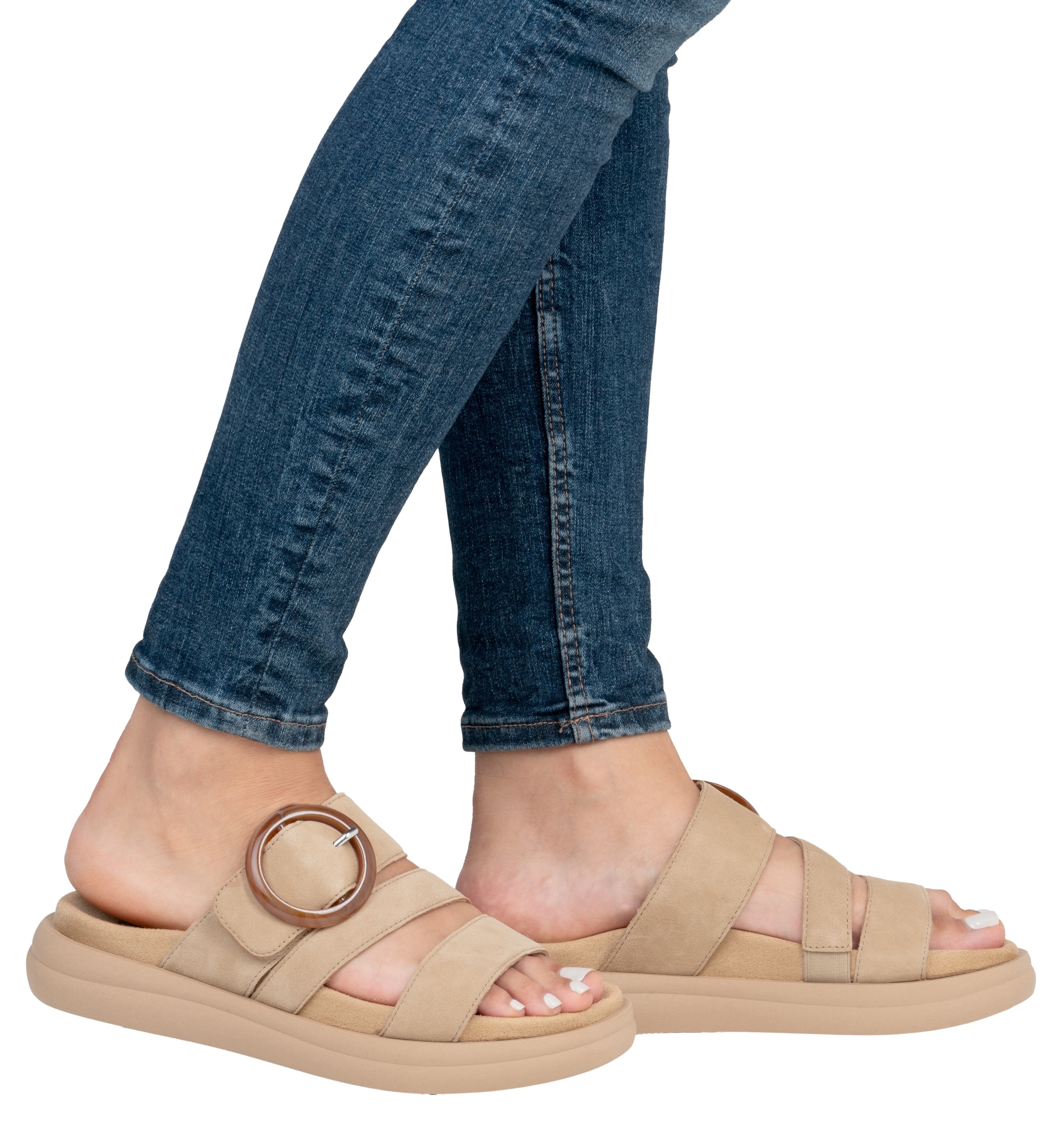 Remonte Pantolette, Sommerschuh, Schlupfschuh, Komfortschuh mit großer Zierschnalle