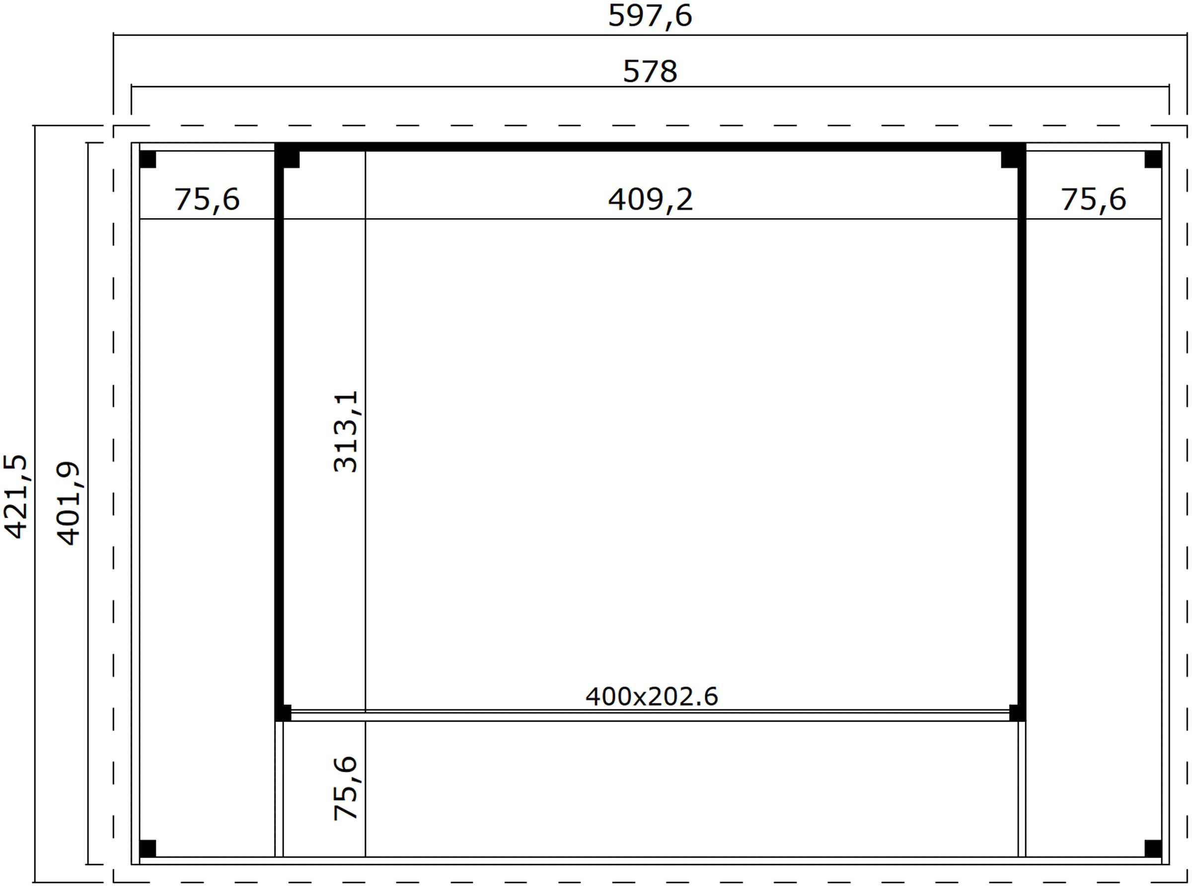 LASITA MAJA Gartenhaus »DOMEO 4 LOGGIA SCHWEDENROT/ANTHRAZIT - NEU«, (Set), mit Überdachung, Fundamentmass 800+4180+800 x 800+3219, Schwedenrot