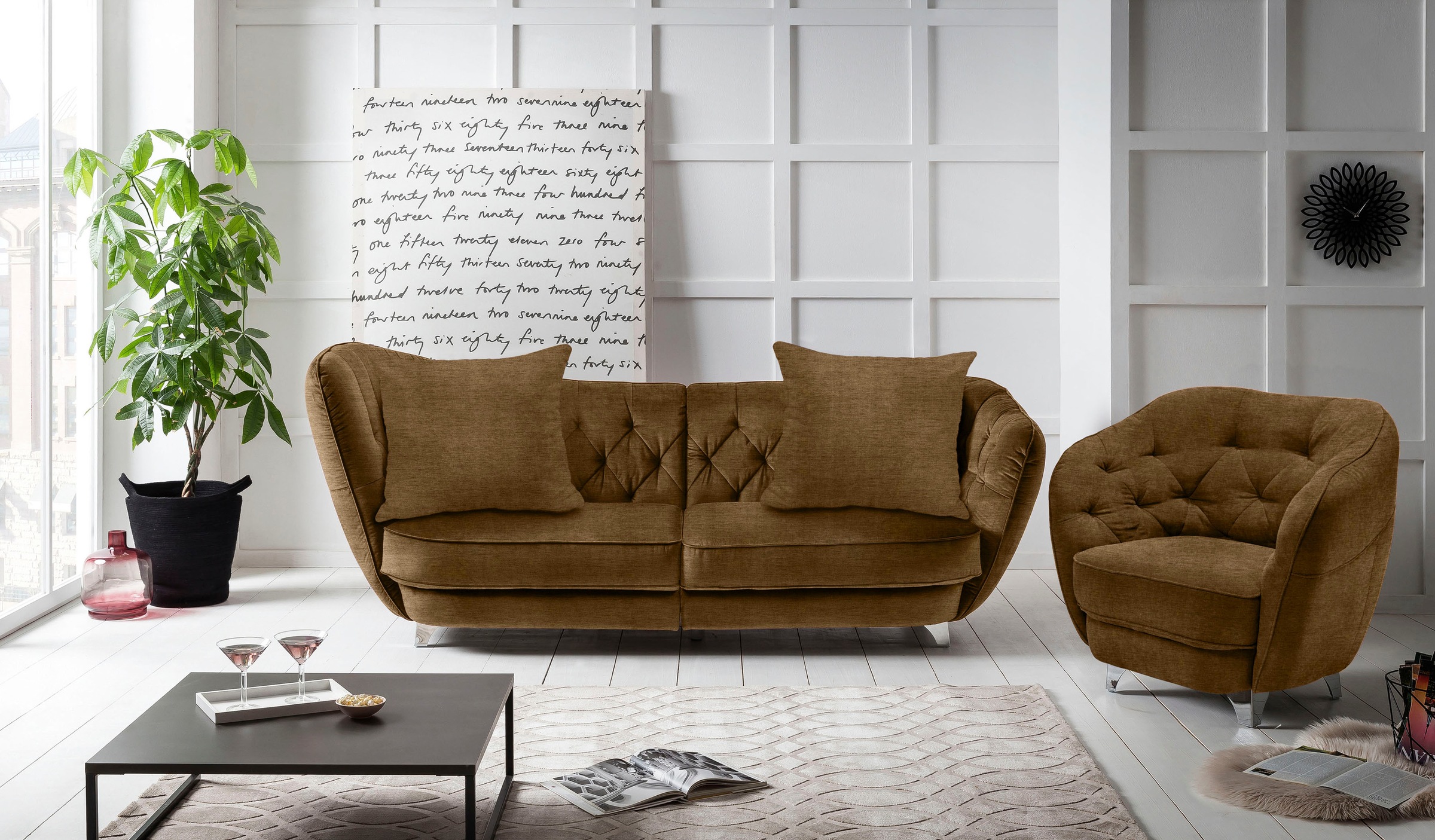 Leonique Big-Sofa »Retro«, stylischer Hochlehner