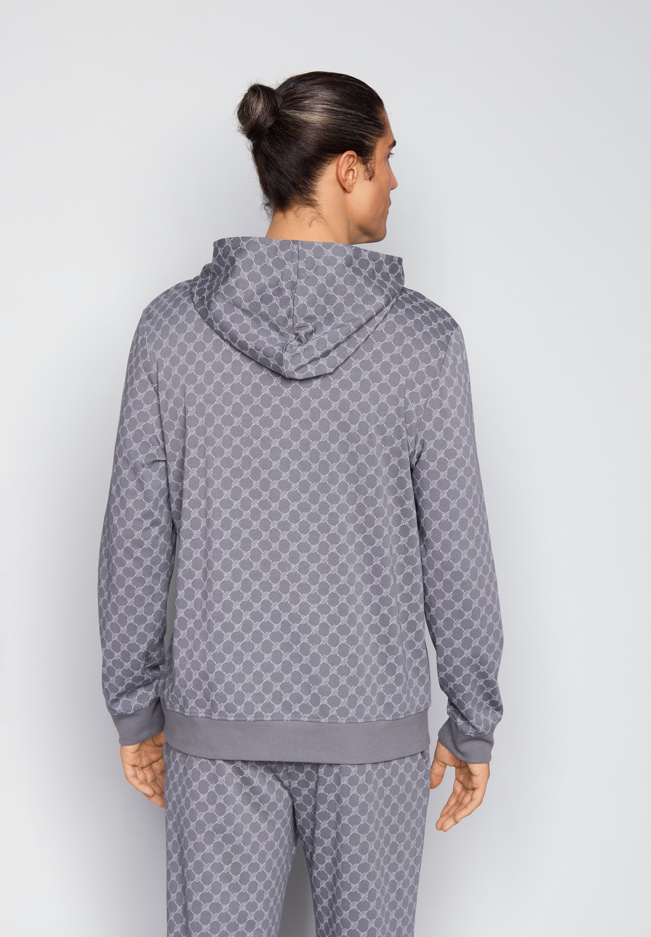 JOOP! Sweatjacke mit Cornflower-Print allover und Kapuze