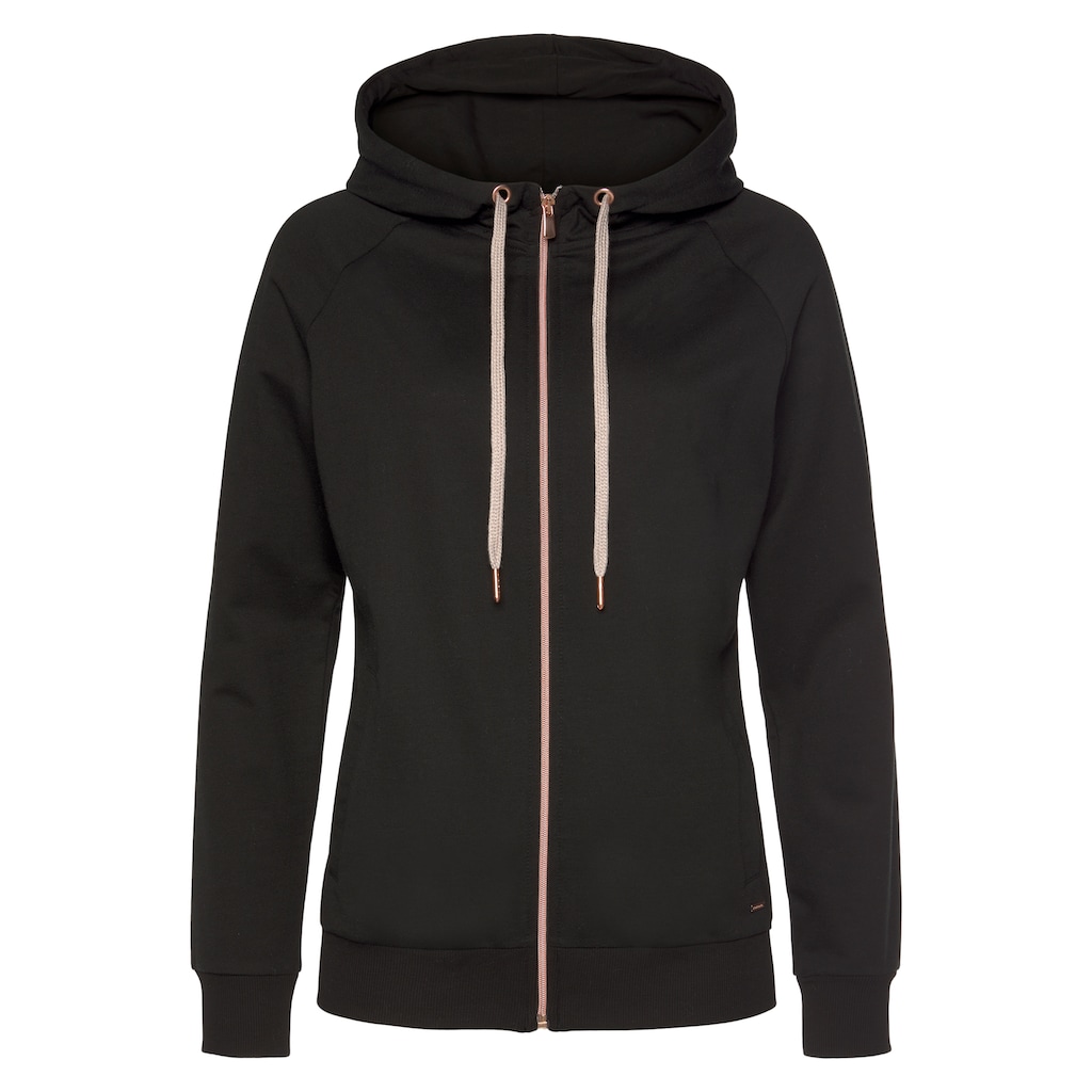 LASCANA Kapuzensweatjacke »Sweatshirtjacke mit Details in Roségold«