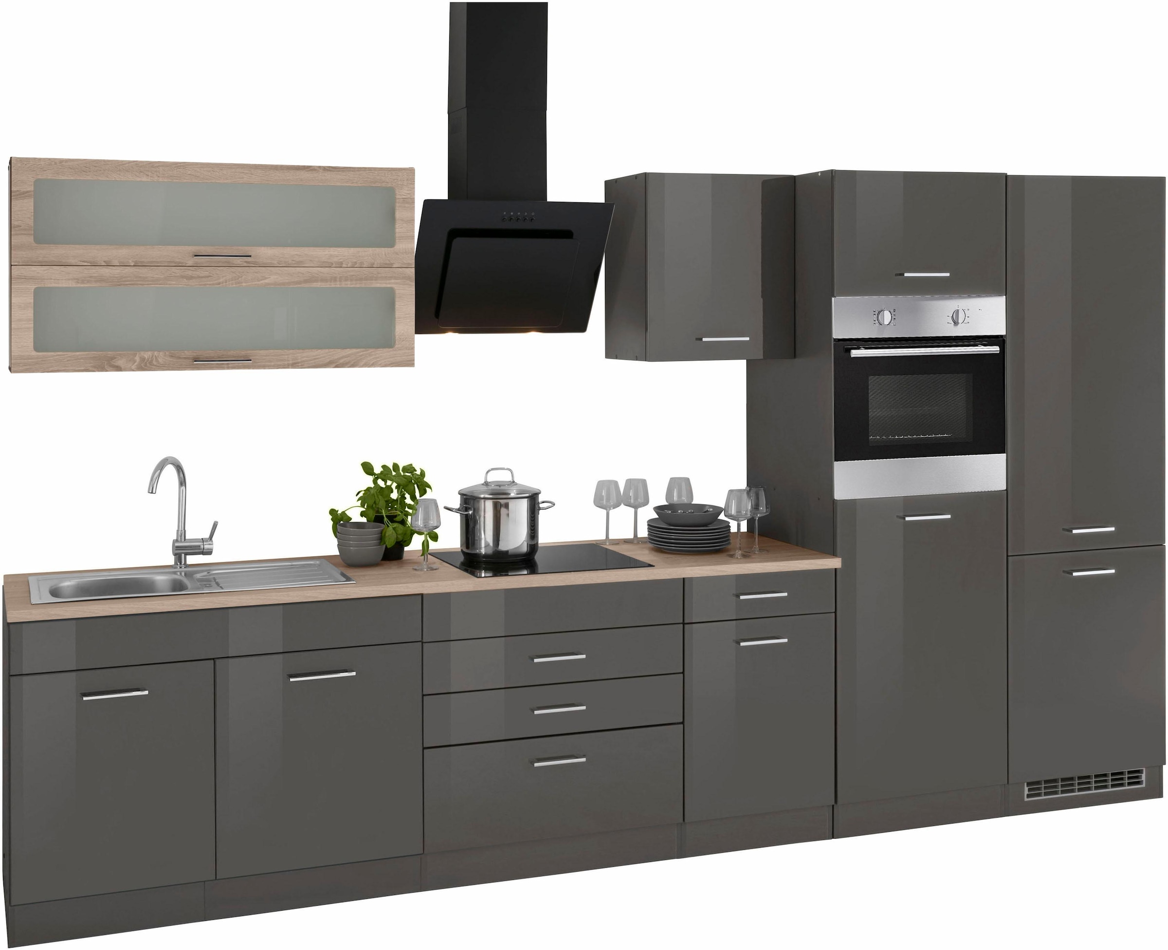 KOCHSTATION Küchenzeile »KS-Utah« ohne E-Geräte, Breite 350 cm