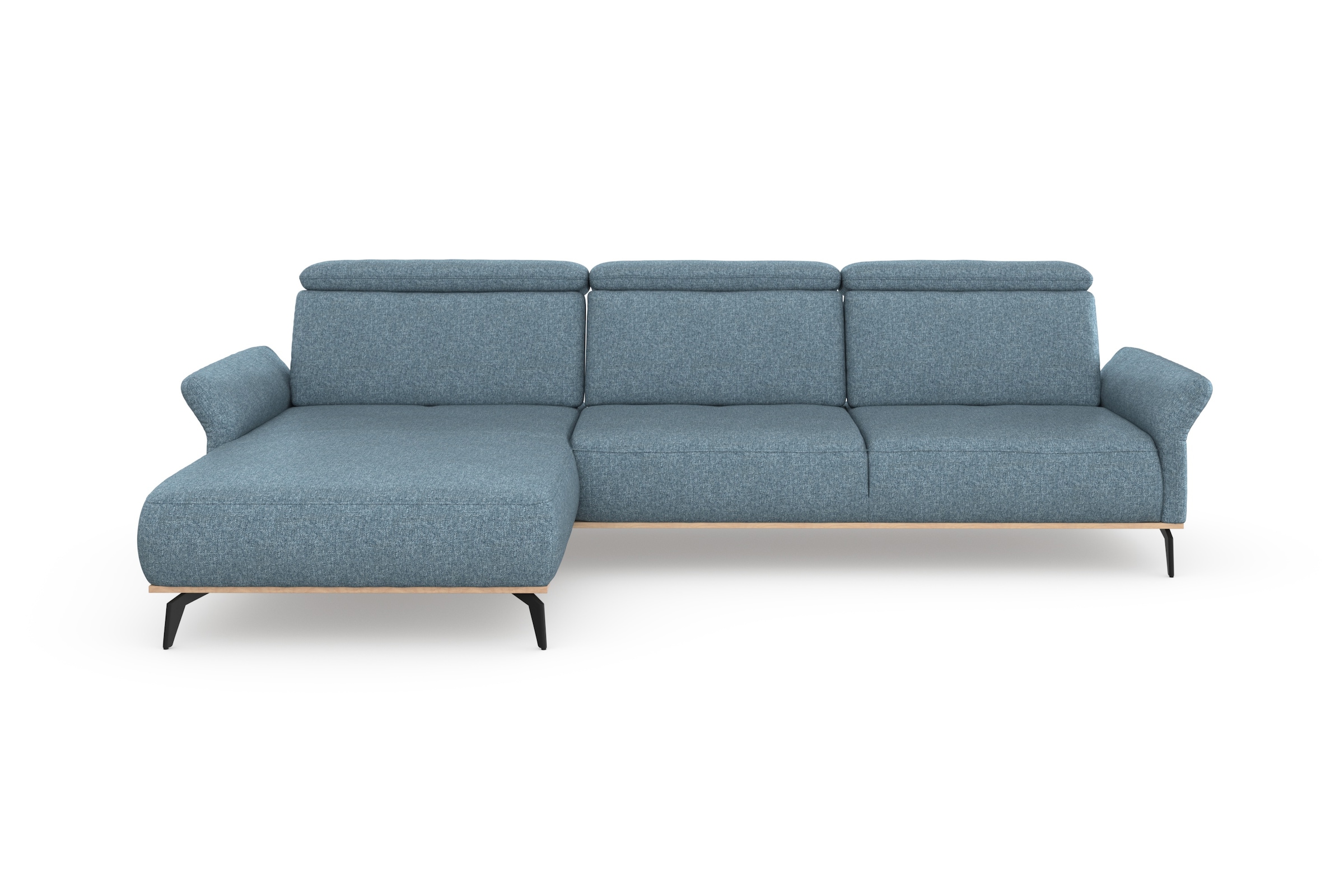 Places of Style Ecksofa »Fjord L-Form«, massiv, wahlweise mit Armlehnfunktion, Kopf- Sitztiefenverstellung