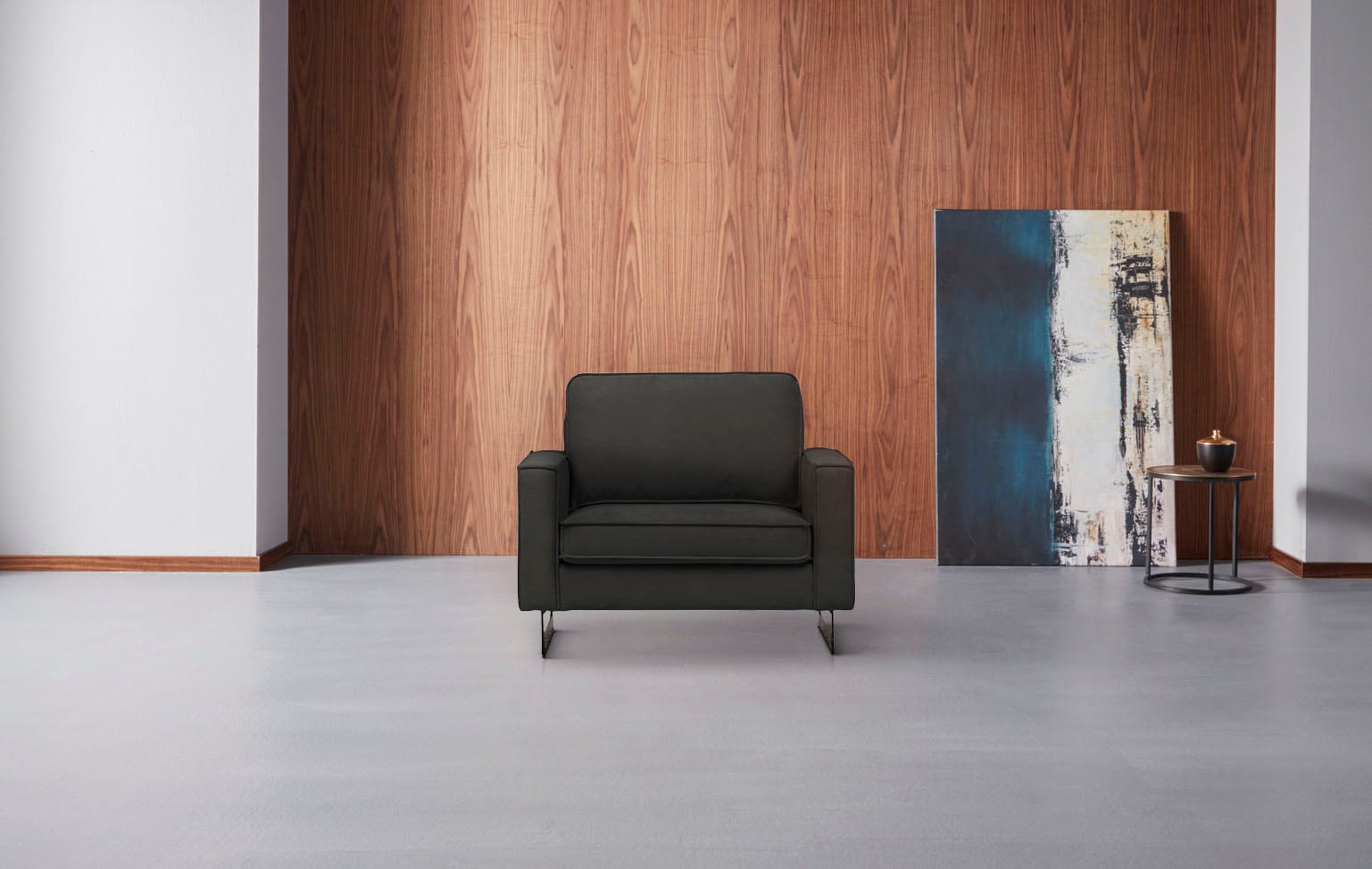 Home affaire Loveseat »Pinto 105 cm, Cord, Chenille, Lederoptik« mit Keder, Metallfüßen und auch in Cord Bezug erhältlich