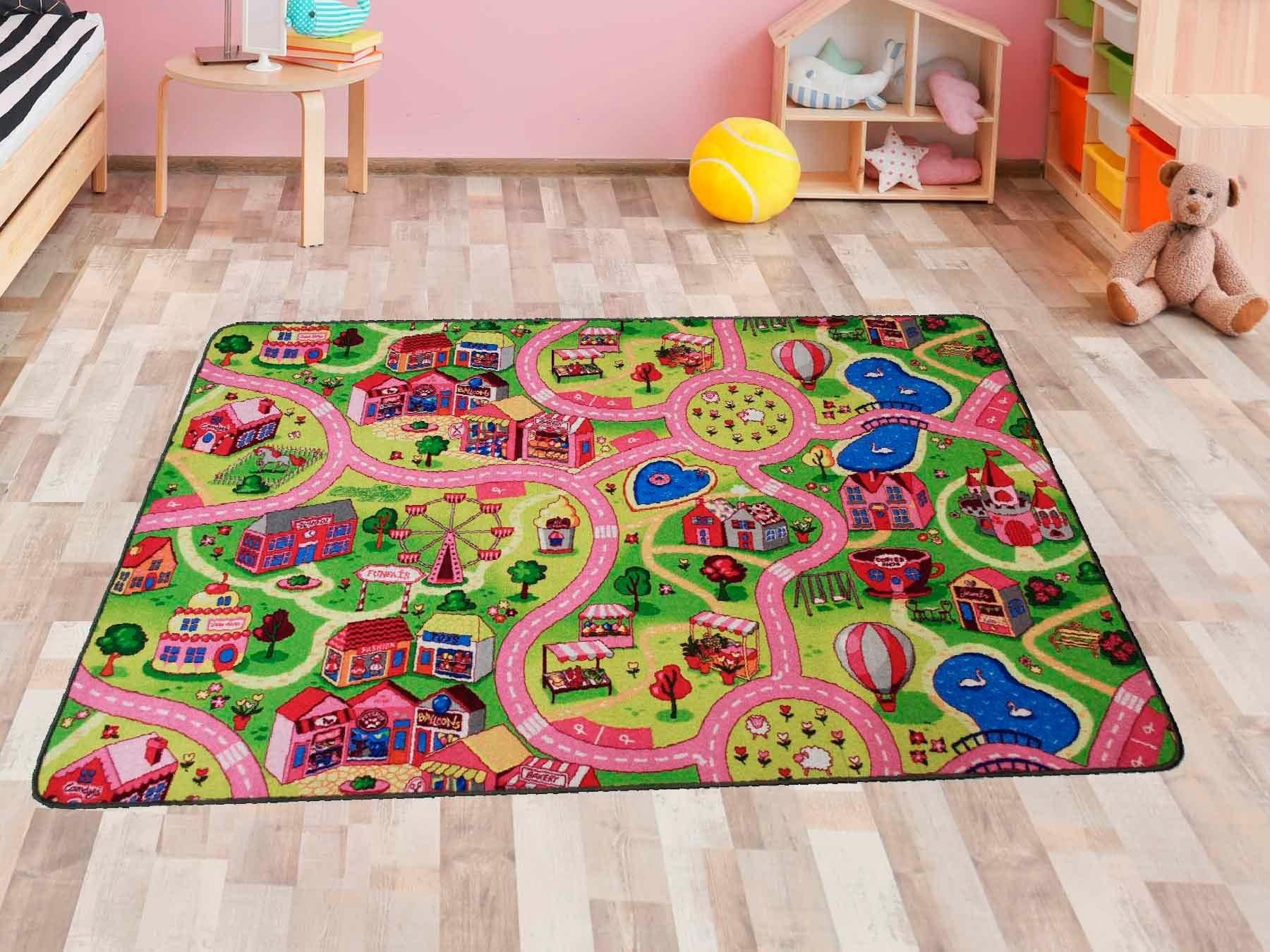 Primaflor-Ideen in Textil Kinderteppich »SWEET CITY«, rechteckig, Straßen-Spiel-Teppich, Straßenbreite ca. 9 cm, Kinderzimmer