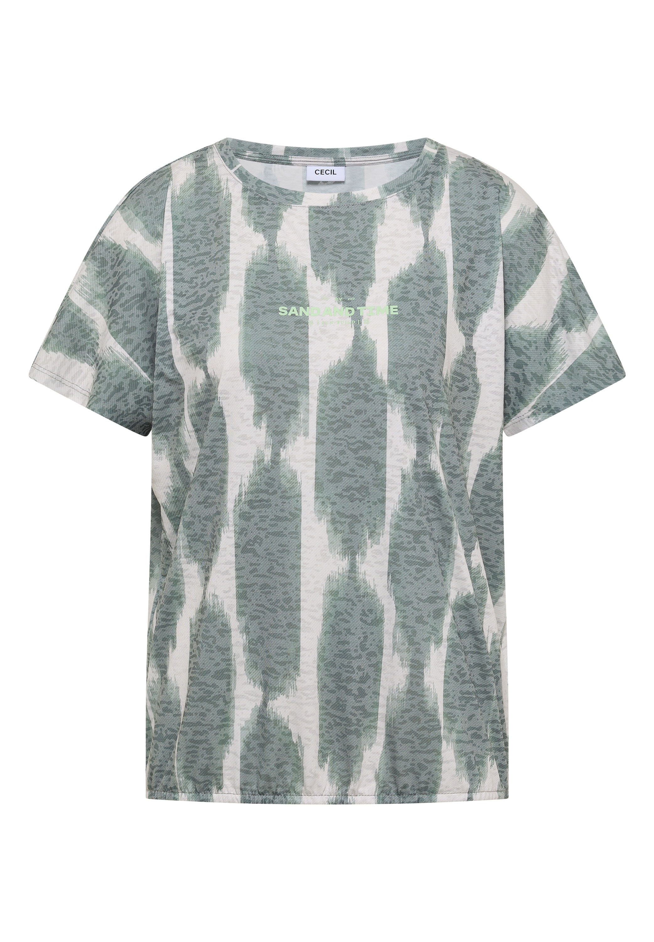Cecil Kurzarmshirt Sommershirt im Ausbrenner-Look mit Wording