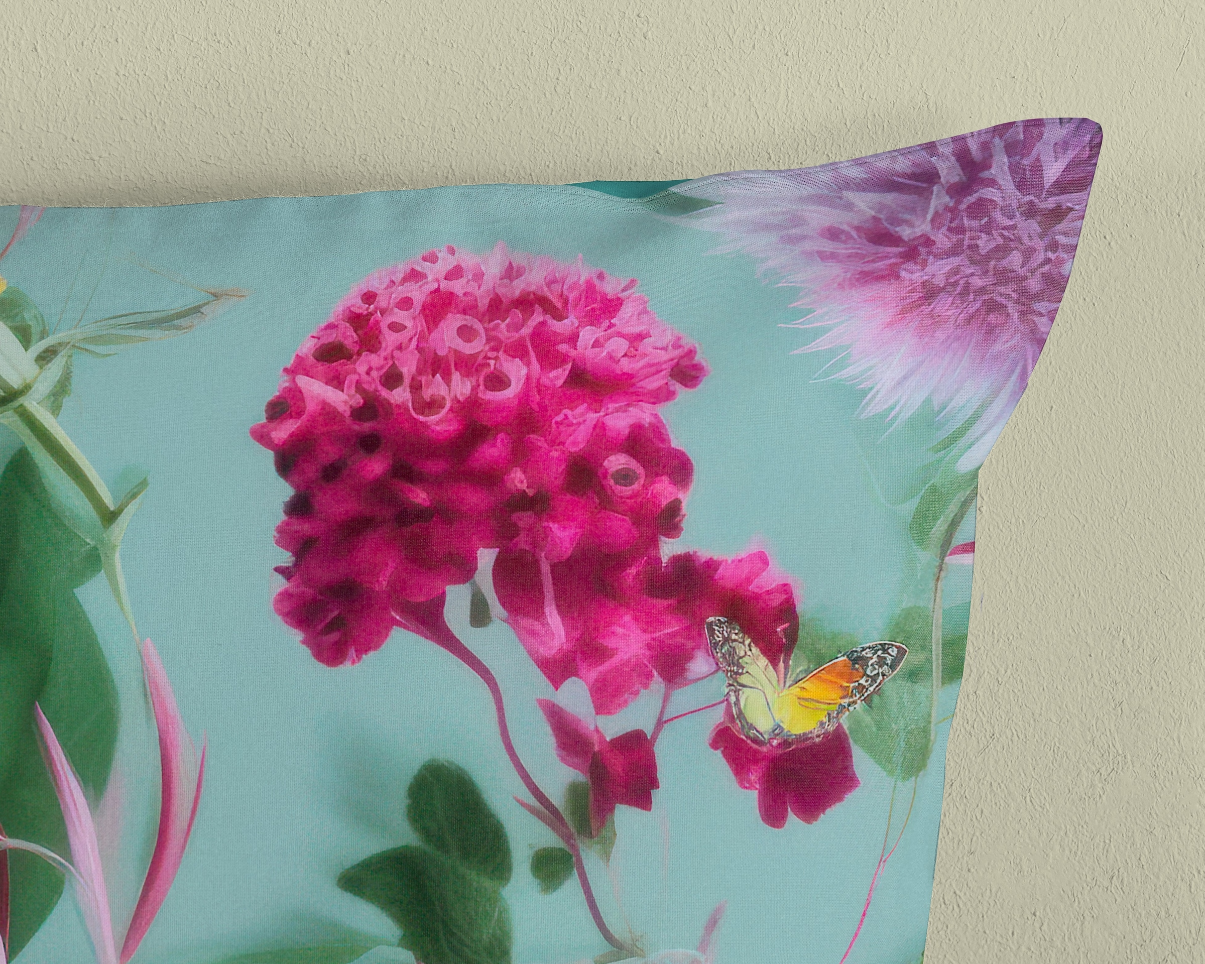 good morning Wendebettwäsche »Imma«, 100% Baumwolle, Renforcé, Reißverschluss, Wendeoptik, Blumen, Aqua