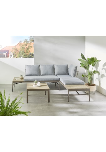 Gartenlounge-Set »Badalona«, (Set, 9 tlg.: 2x Bank, 1x Tisch 57x57), inkl. Auflagen