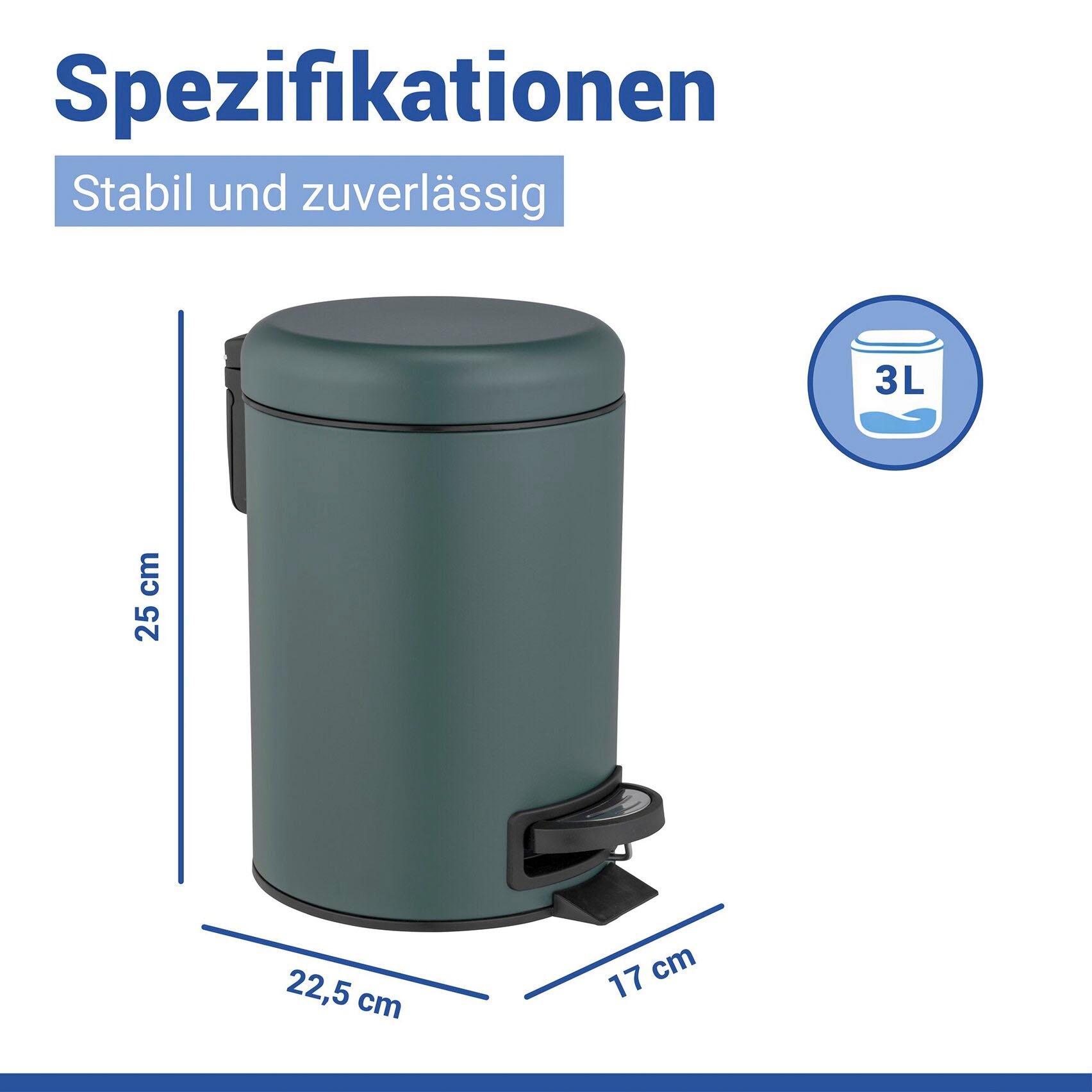 WENKO Kosmetikeimer »Leman« 3 Liter, BxTxH: 17x25x22,5 cm