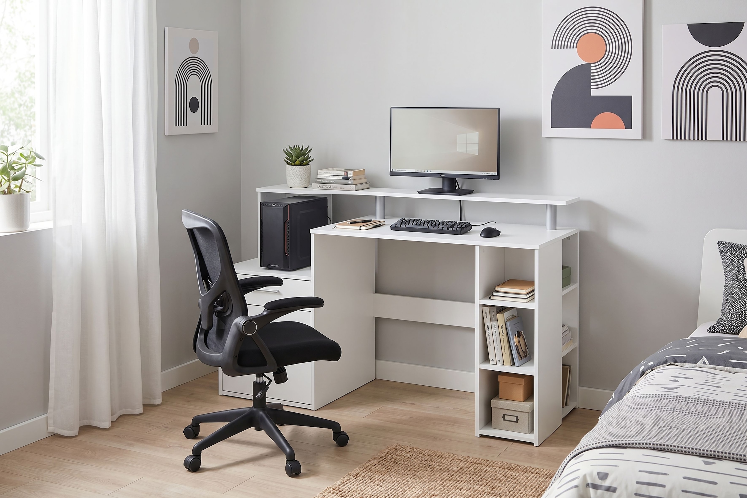 OTTO home Schreibtisch »Luton« Breite 140 cm, Regal-Schreibtisch mit viel Stauraum