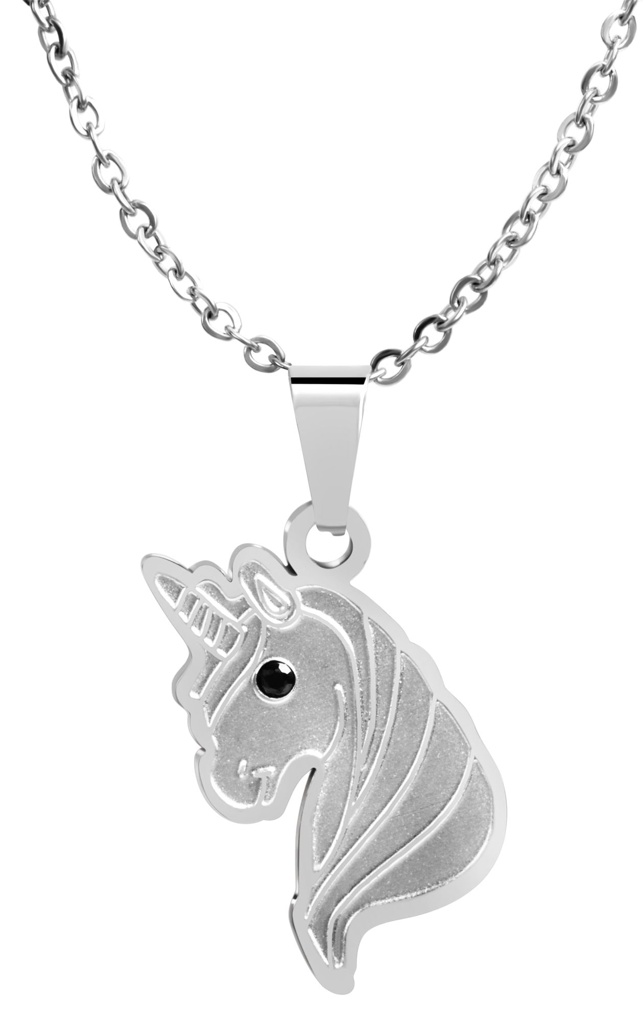Adelia´s Gliederkette »Mädchen Halskette ¿ Einhorn aus Edelstahl mit Strass Steinchen 48 cm«