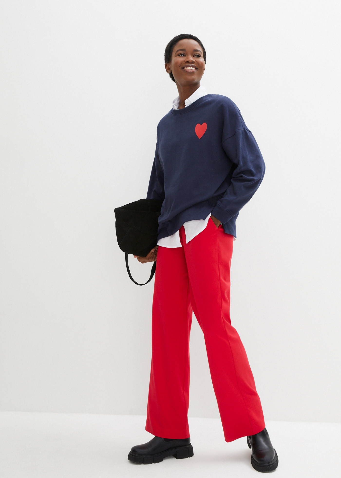 bonprix Sweatshirt , lässiger Schnitt, überschnittene Schulter, Oversize-Passform
