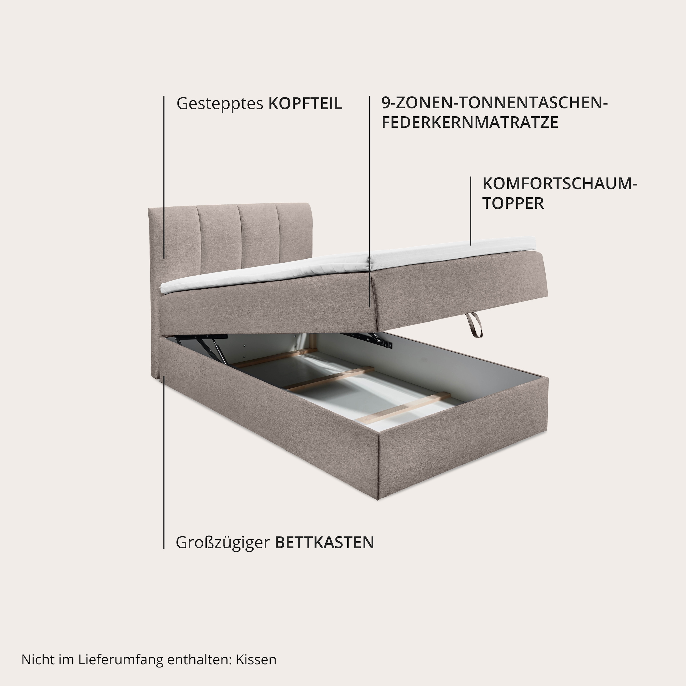 ED EXCITING DESIGN Boxbett »"Granada"  inkl. Bettkasten und Topper« erhältlich in den Größen 120x200cm & 180x200cm