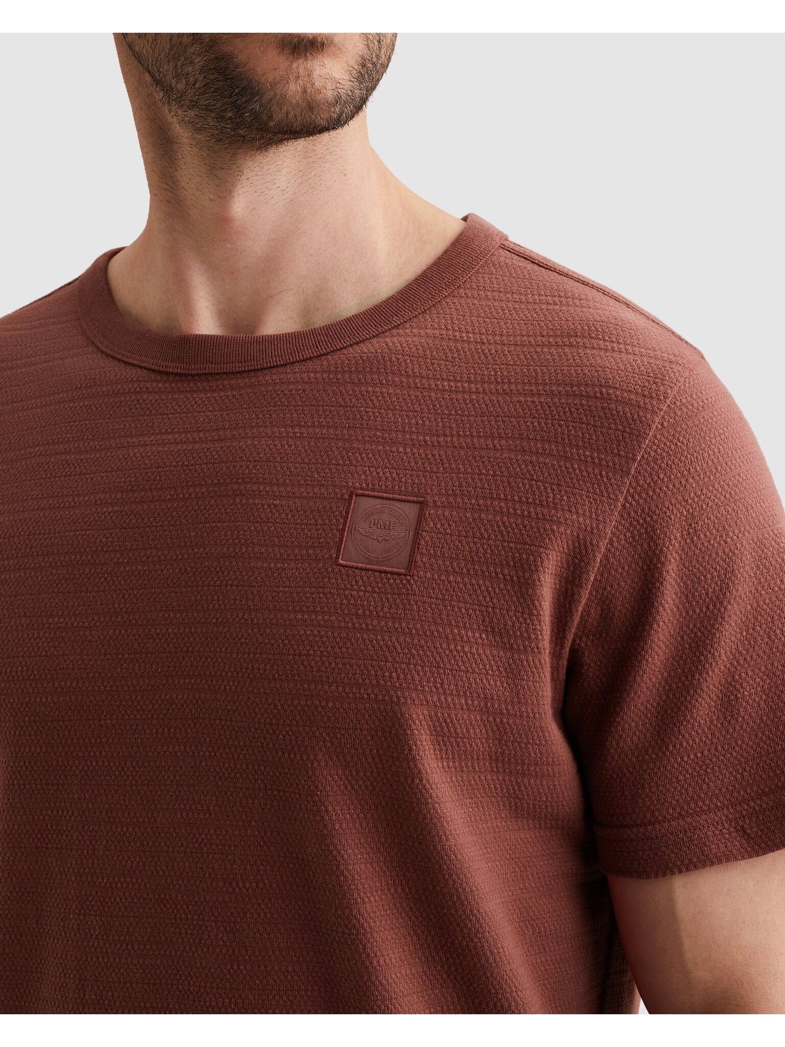 PME LEGEND T-Shirt »Short Sleeve Jacquard Striped« mit Rundhals, Baumwoll-Qualität