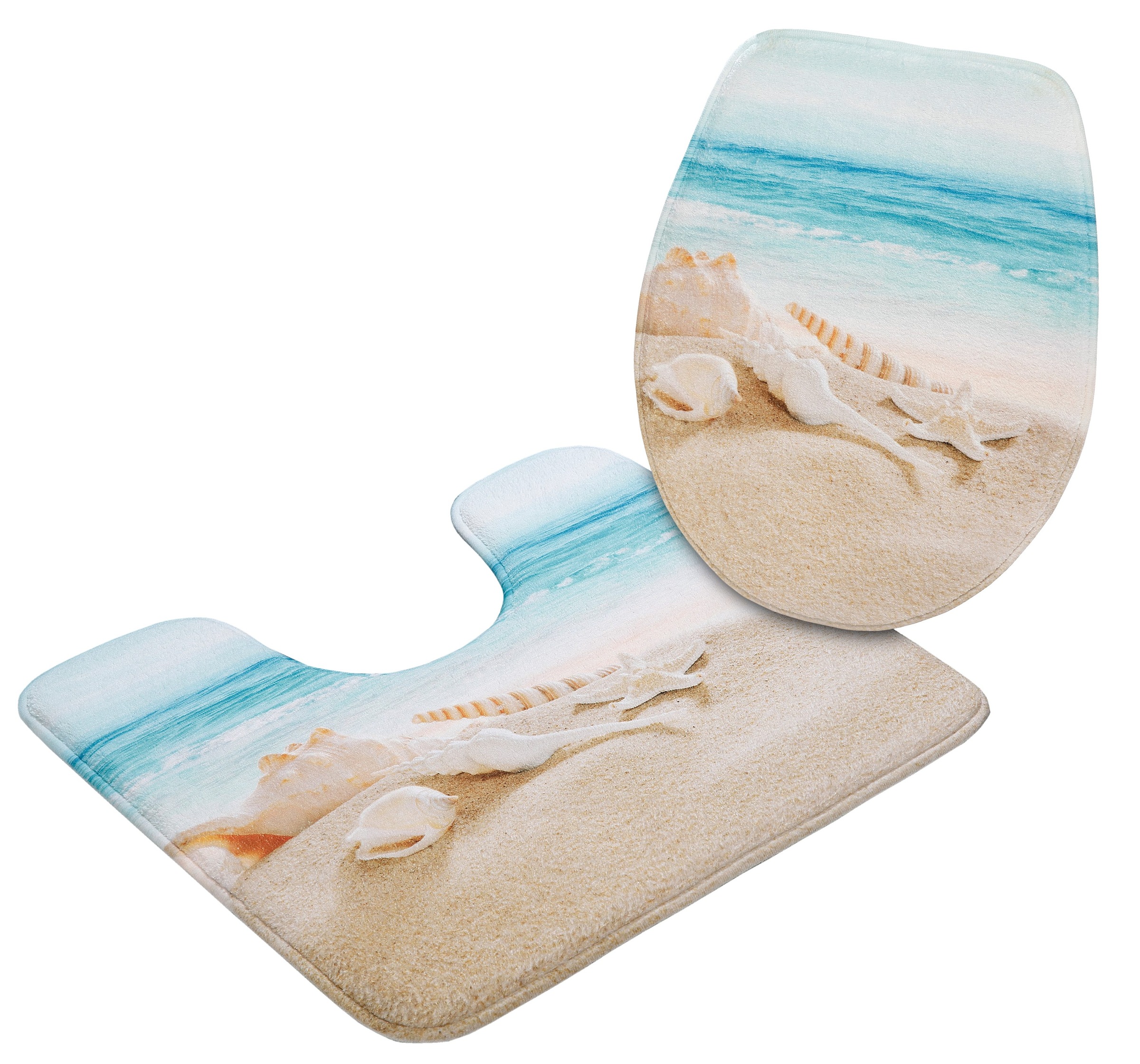 my home Badematte »Strand«, Memory Schaum, fußbodenheizungsgeeignet-schnell trocknend, mit Strand-Motiv, Badematten auch als 2 teiliges Set erhältlich