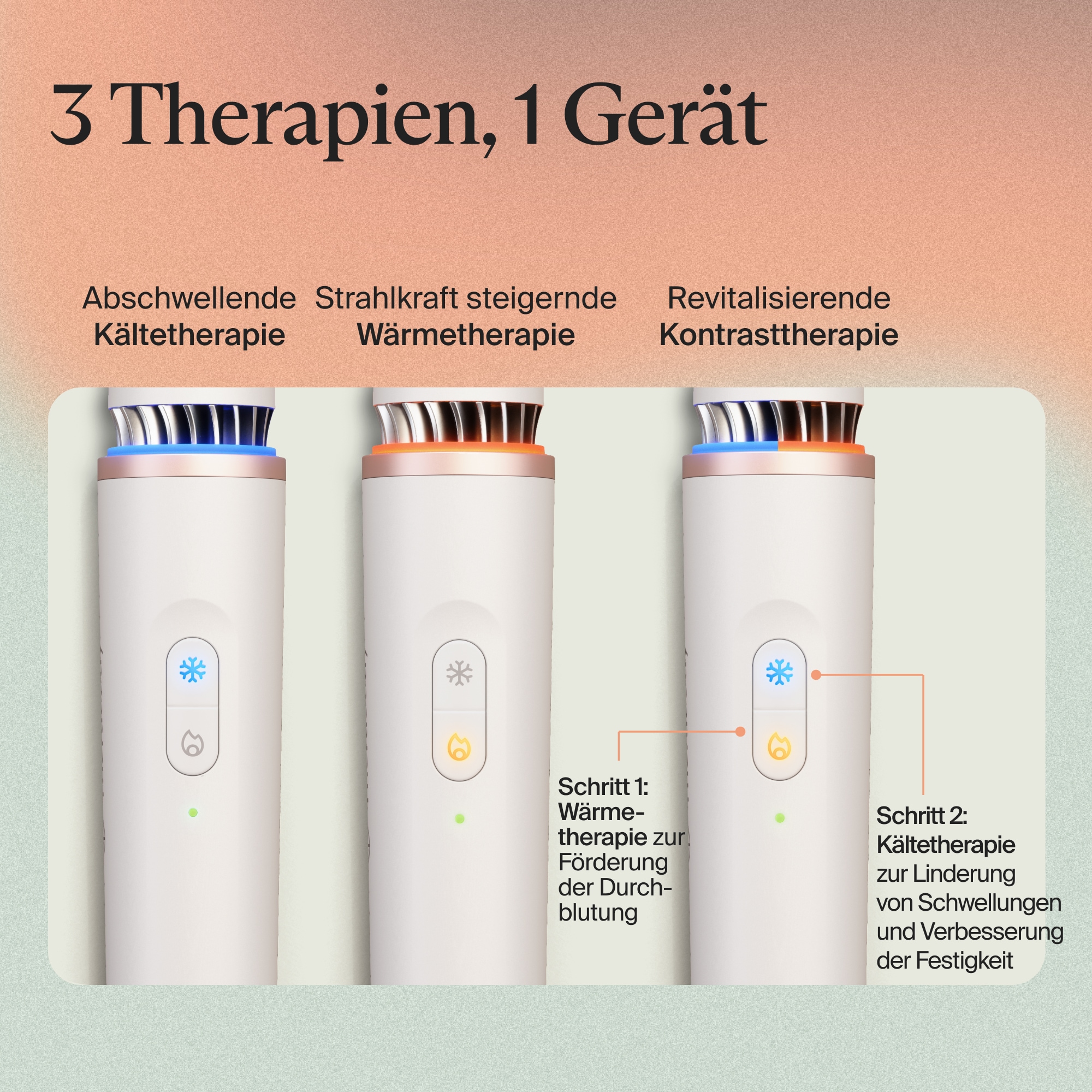 Therabody Anti-Aging-Gerät »Theraface Depuffing Wand Kälte- und Wärmebehandlungen für das Gesicht«, Verbessert die Strahlkraft, reduziert Augenringe und Schwellungen