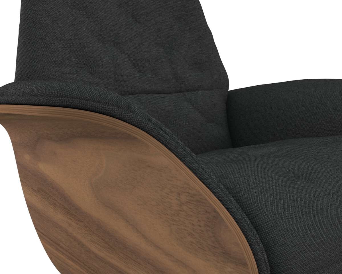 FLEXLUX Relaxsessel »Volden elektrischer Funktionsessel« Größe M, Rücken & Fußteil elektrisch, Akku, Arml. Walnuss, Fuß Alu