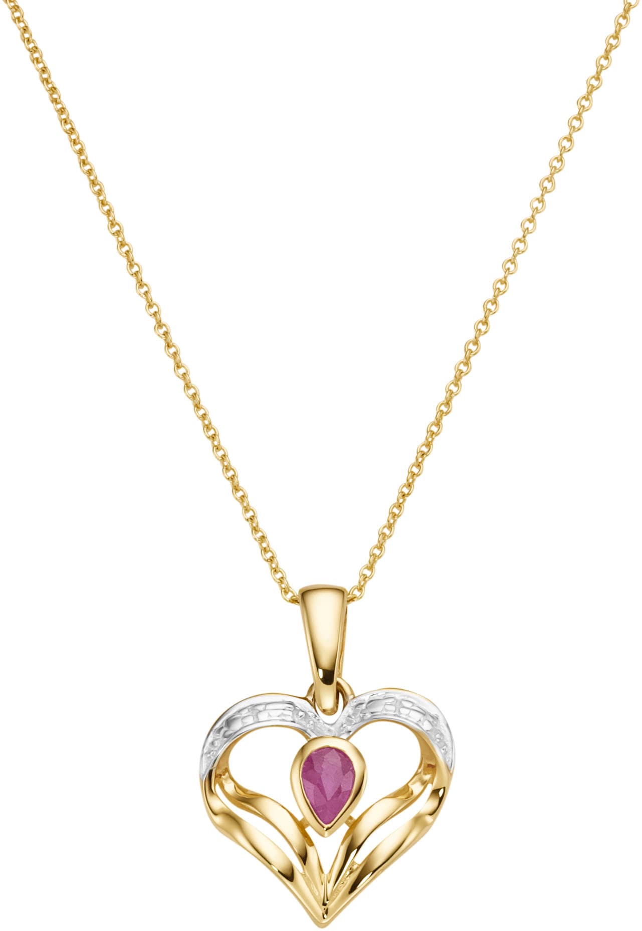 Firetti Kette mit Anhänger »Schmuck Geschenk Gold 375 Halsschmuck Halskette Goldkette Herz«,...