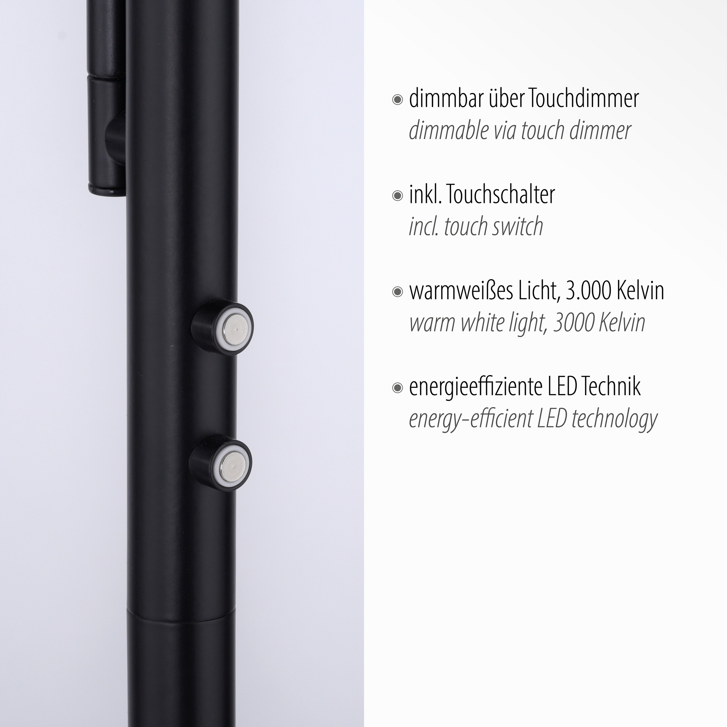 JUST LIGHT Stehlampe »HANS«, 2 flammig, Leuchtmittel LED-Board-LED-Board | LED fest integriert-LED fest integriert, LED, dimmbar über Touchdimmer, Schalter, Touchschalter