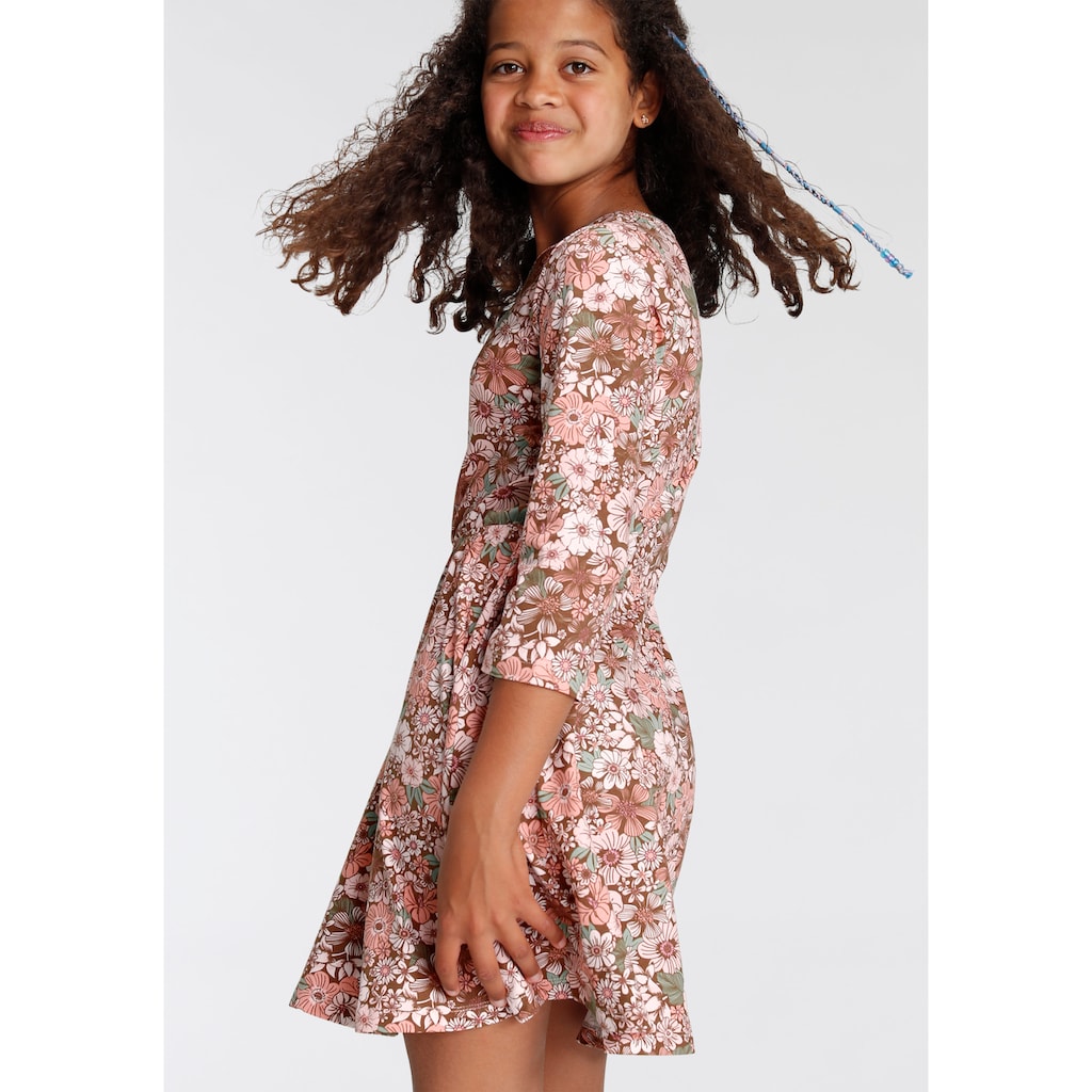 KIDSWORLD Skaterkleid, 3/4 Arm, mit Blumen bedruckt