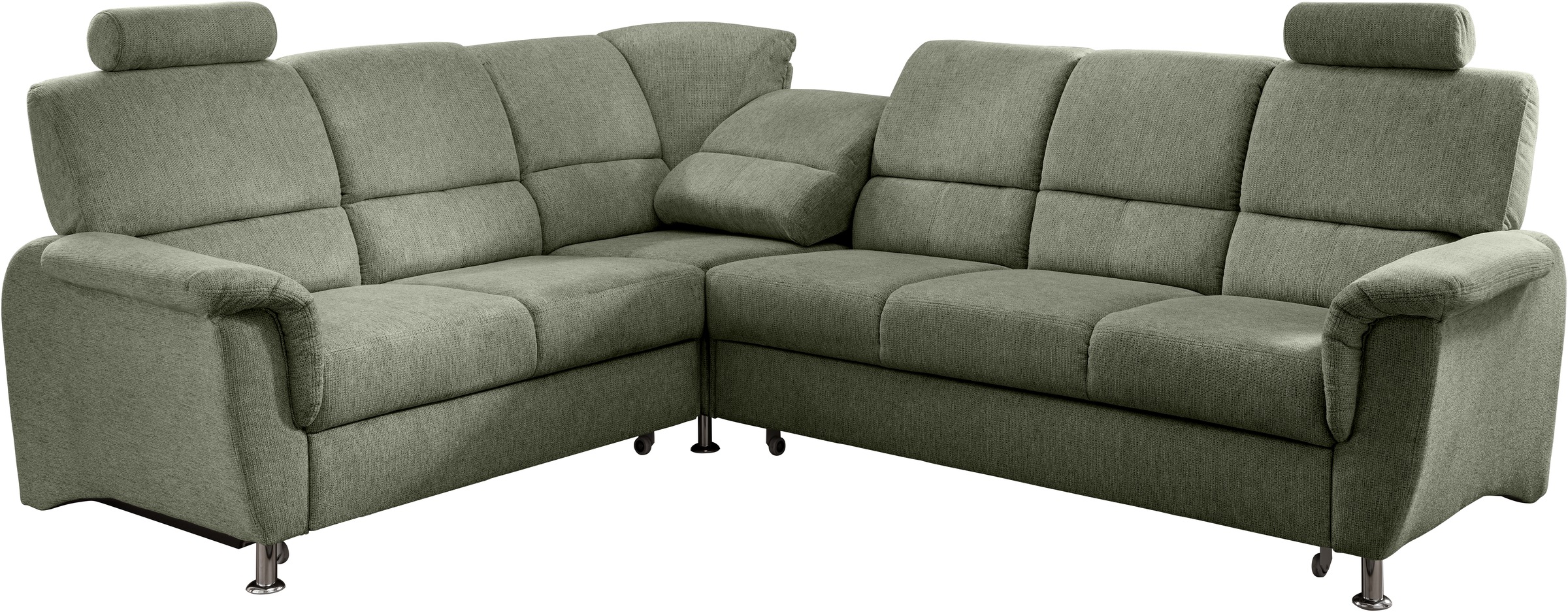 Home affaire Ecksofa »Pisa L-Form, mit Schlaffunktion, Stauraum, 2x höhenverstellbare«, Kopfstützen und Relaxfunktion im Eckelement