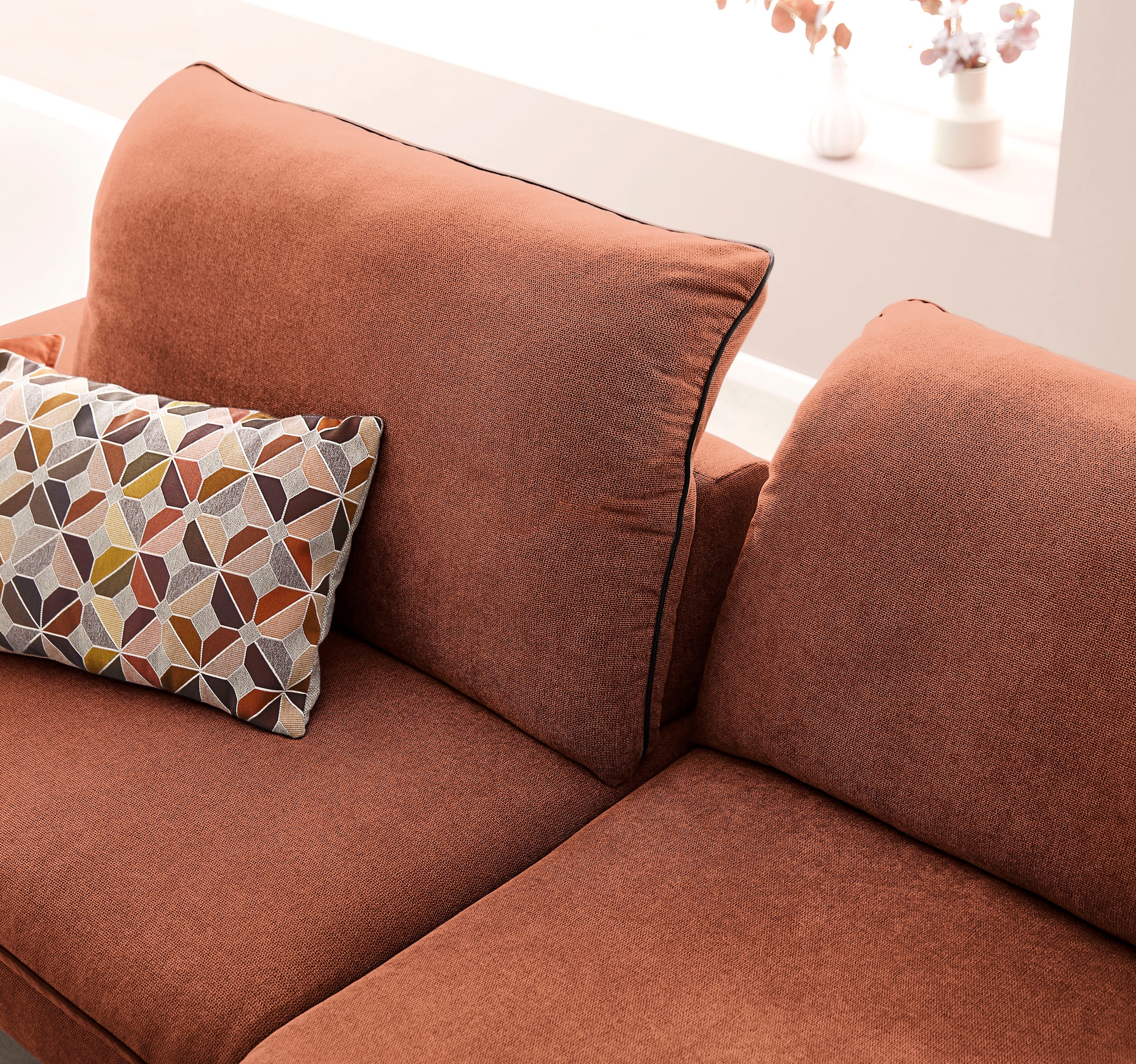 W.SCHILLIG Ecksofa »enjoy&MORE«, in Living coral, Füße schwarz pulverbeschichtet, Breite 294 cm